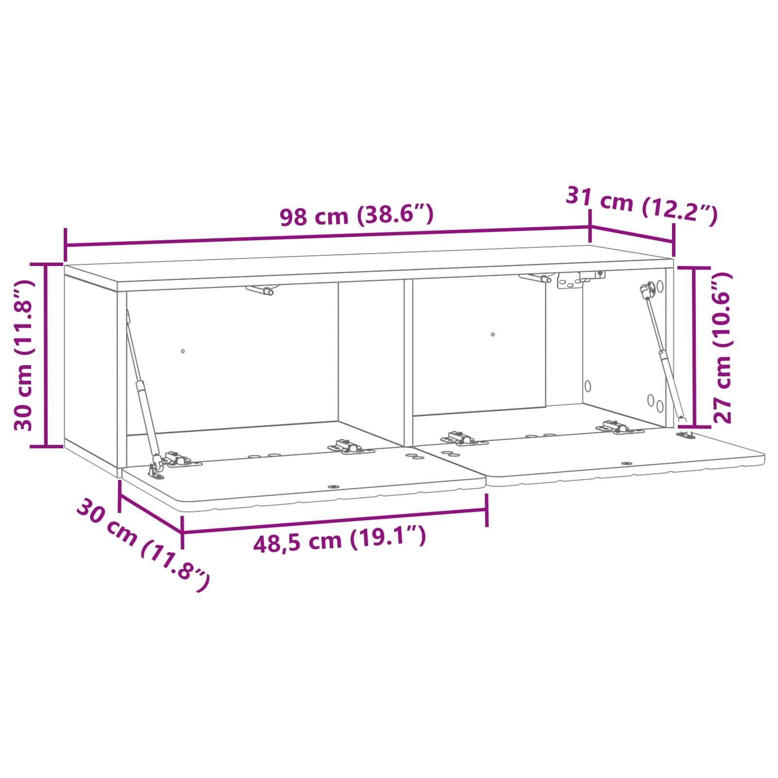 TV ormar za zid Hrast artisan 98 x 31 x 30 cm Konstruirano drvo