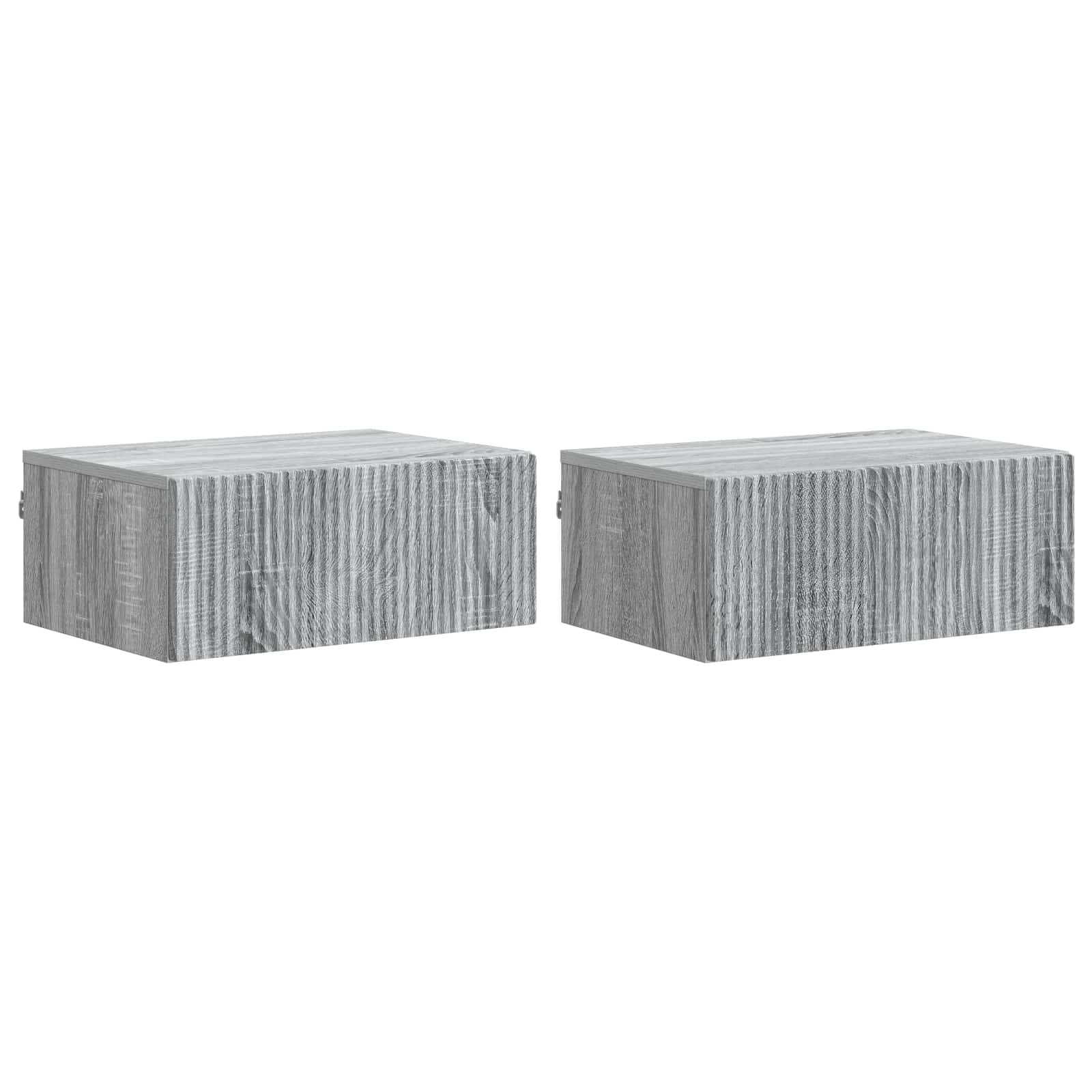 Noćni ormarić za montažu na zid s ladicama 2 pcs Siva sonoma