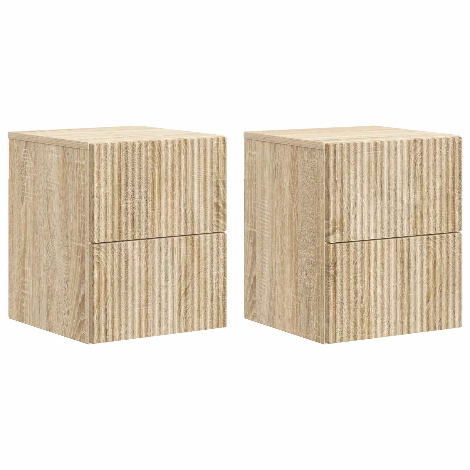 Noćni ormarić za montažu na zid s ladicama 2 pcs Hrast sonoma