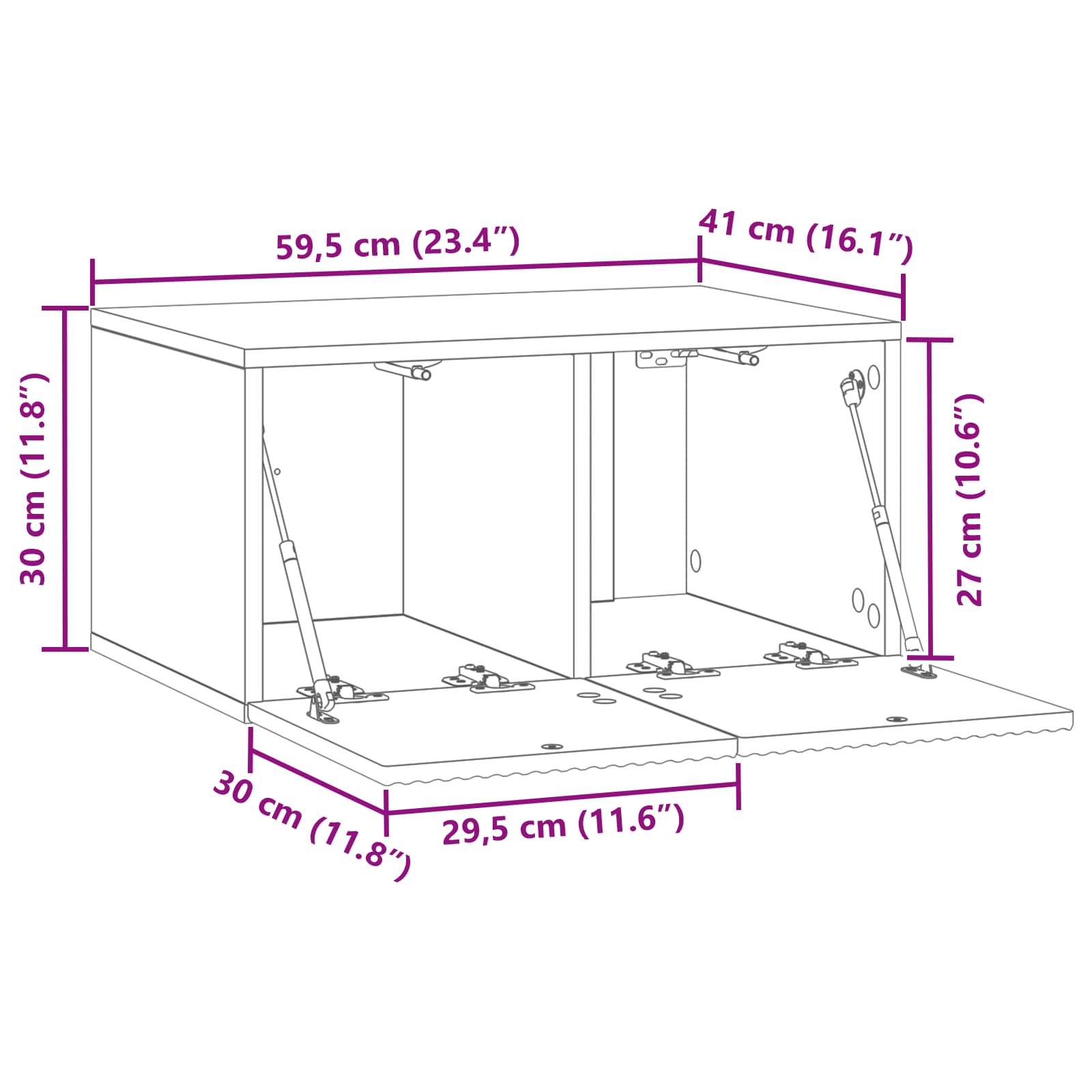 TV ormar za zid Zidne Dimljeni hrast 59,5 x 41 x 30 cm
