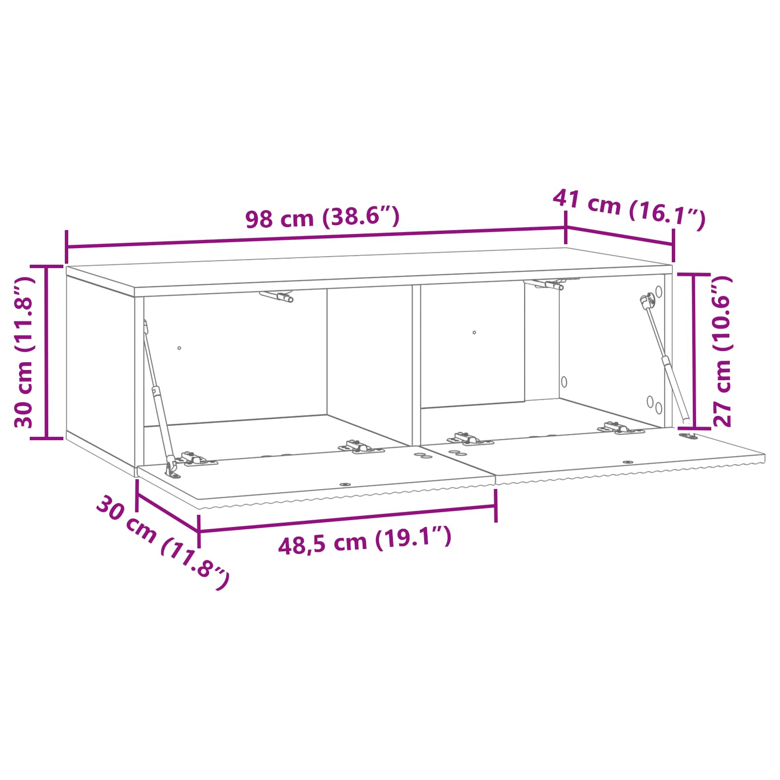 TV ormar za zid Hrast artisan 98 x 41 x 30 cm Konstruirano drvo