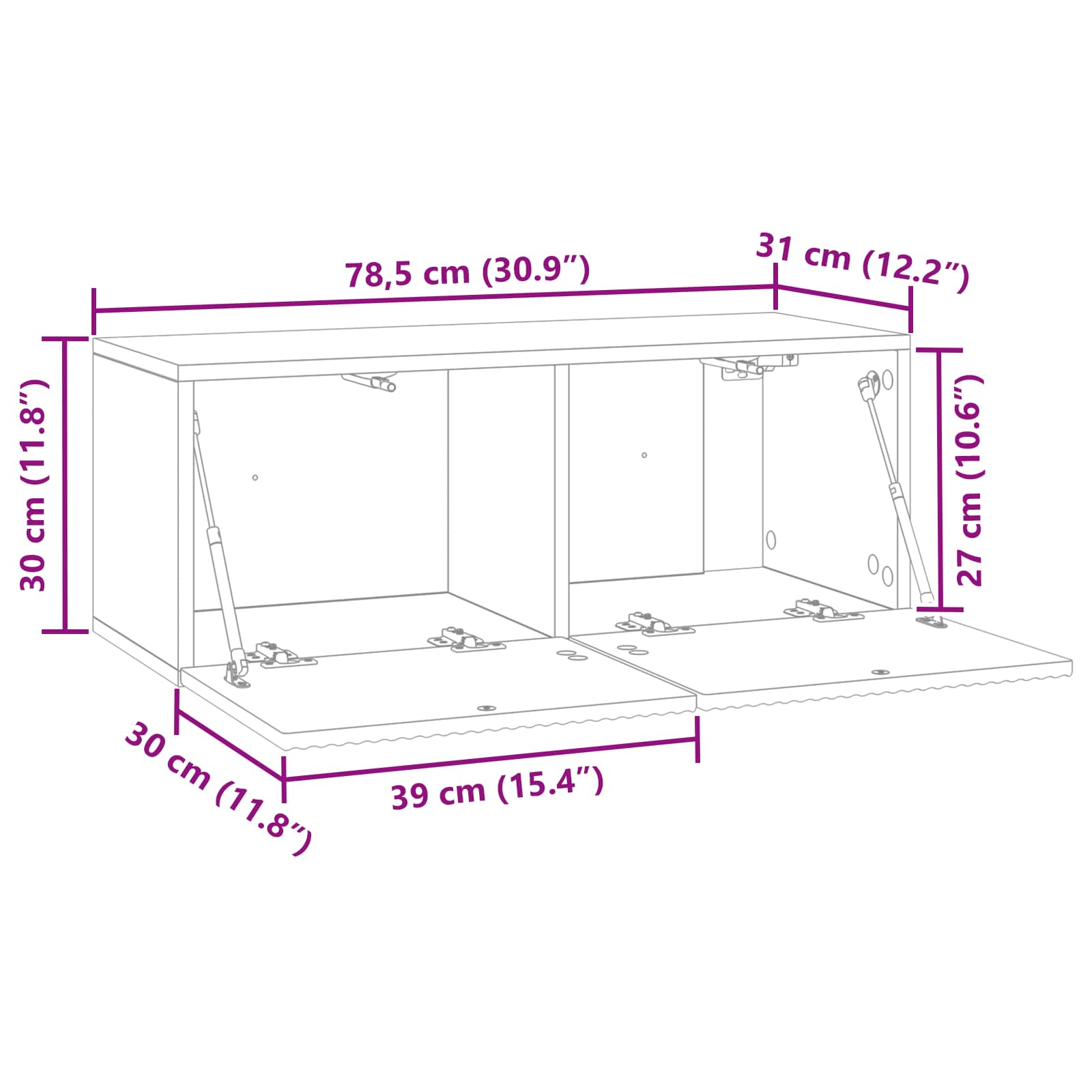 TV ormar za zid Zidne Hrast sonoma 78,5 x 31 x 30 cm