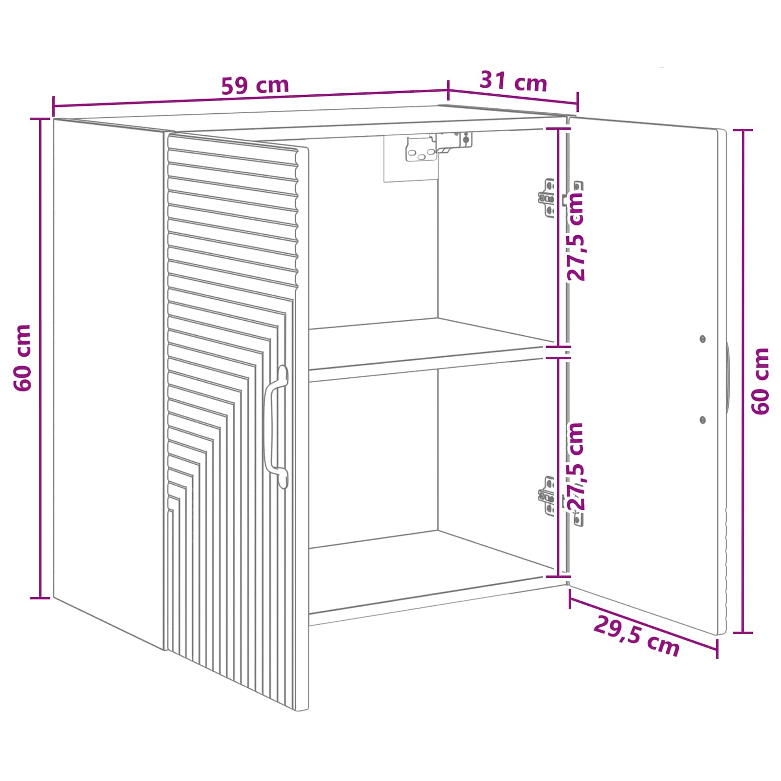 Ormar za montažu na zid Crna 59 x 31 x 60 cm Konstruirano drvo