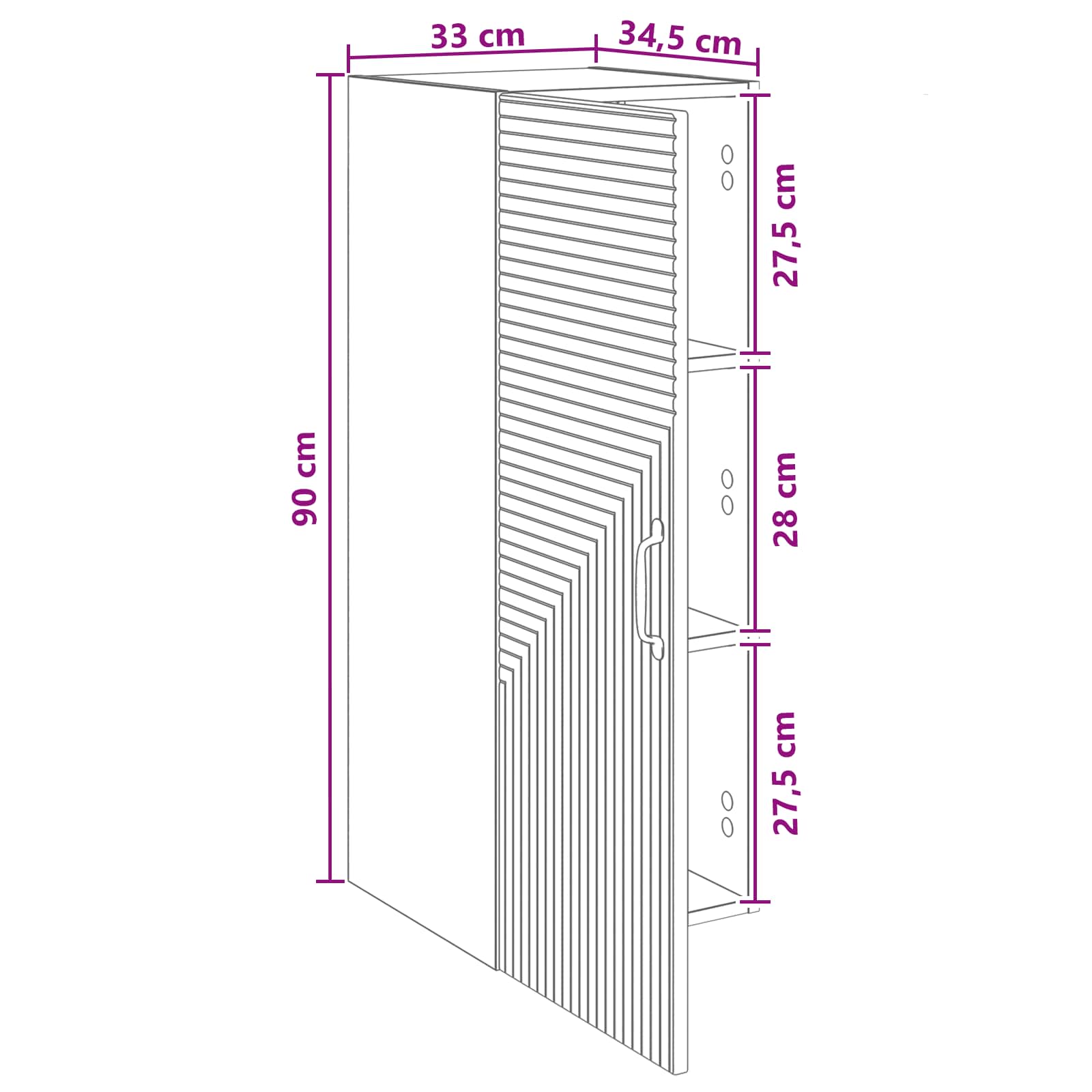 Ormar za montažu na zid Siva Sonoma 33 x 34,5 x 90 cm