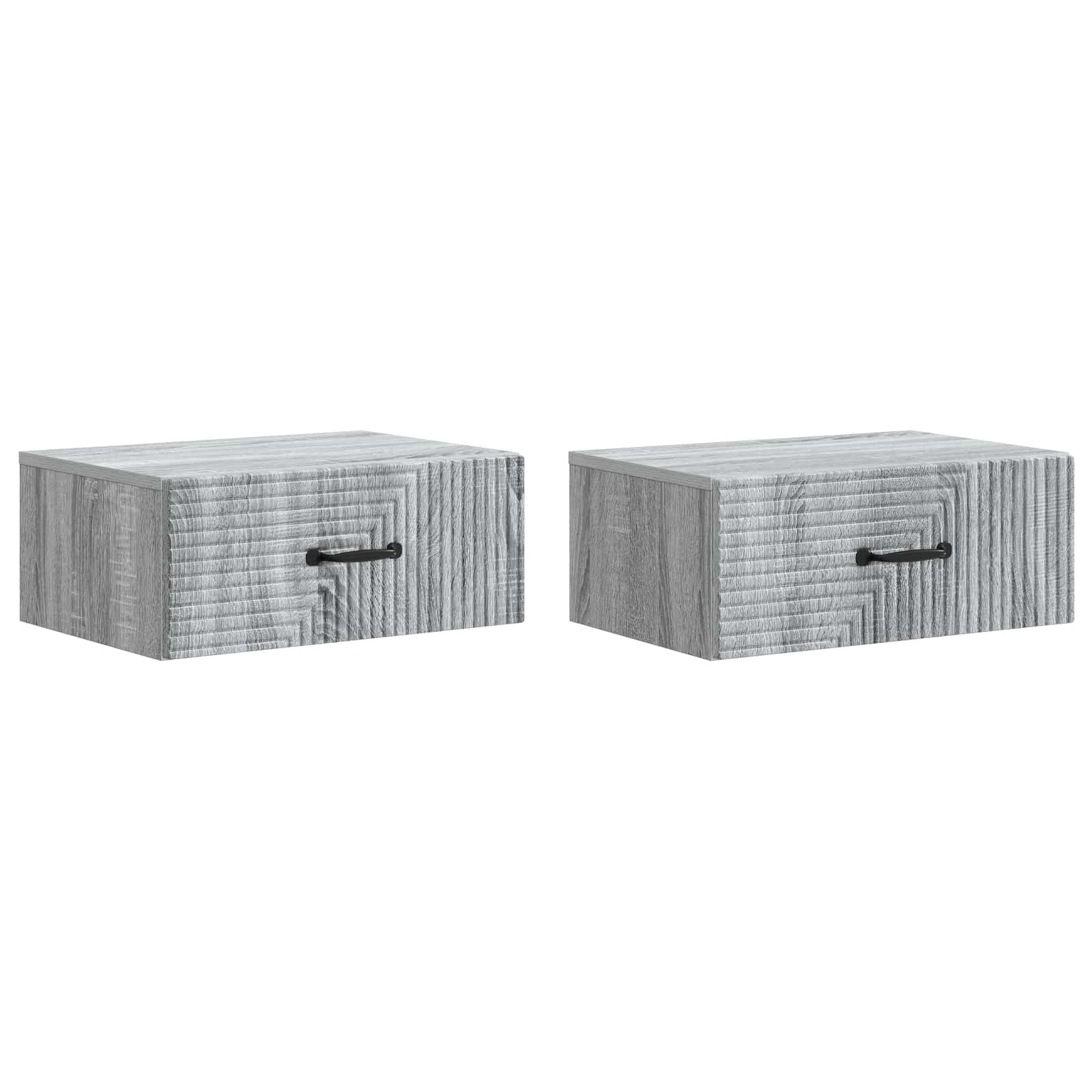 Noćni ormarić za montažu na zid s ladicama 2 pcs Siva sonoma