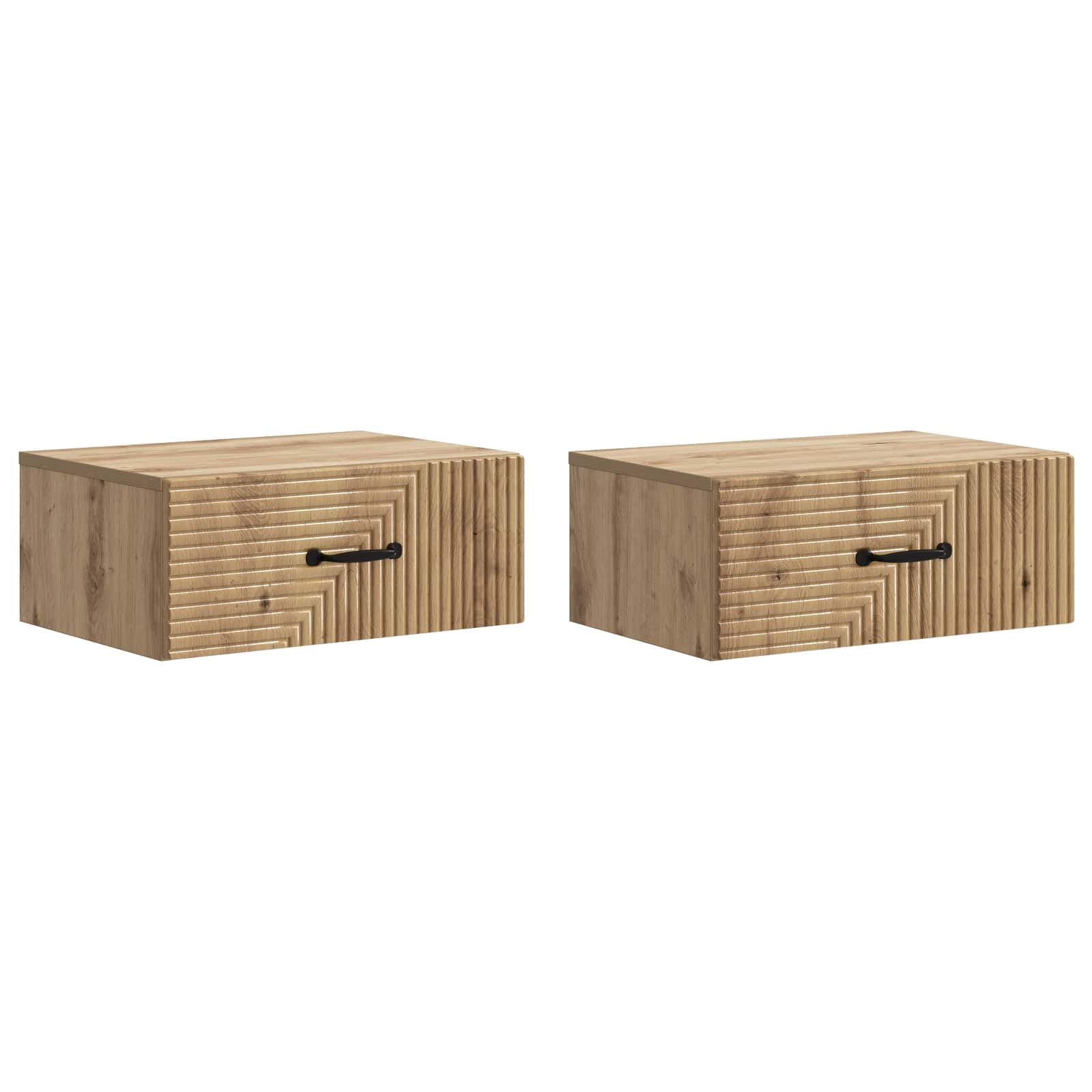 Noćni ormarić za montažu na zid s ladicama 2 pcs Hrast artisan