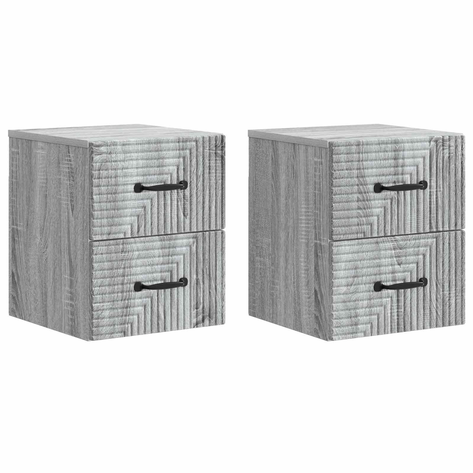 Noćni ormarić za montažu na zid s ladicama 2 pcs Siva sonoma