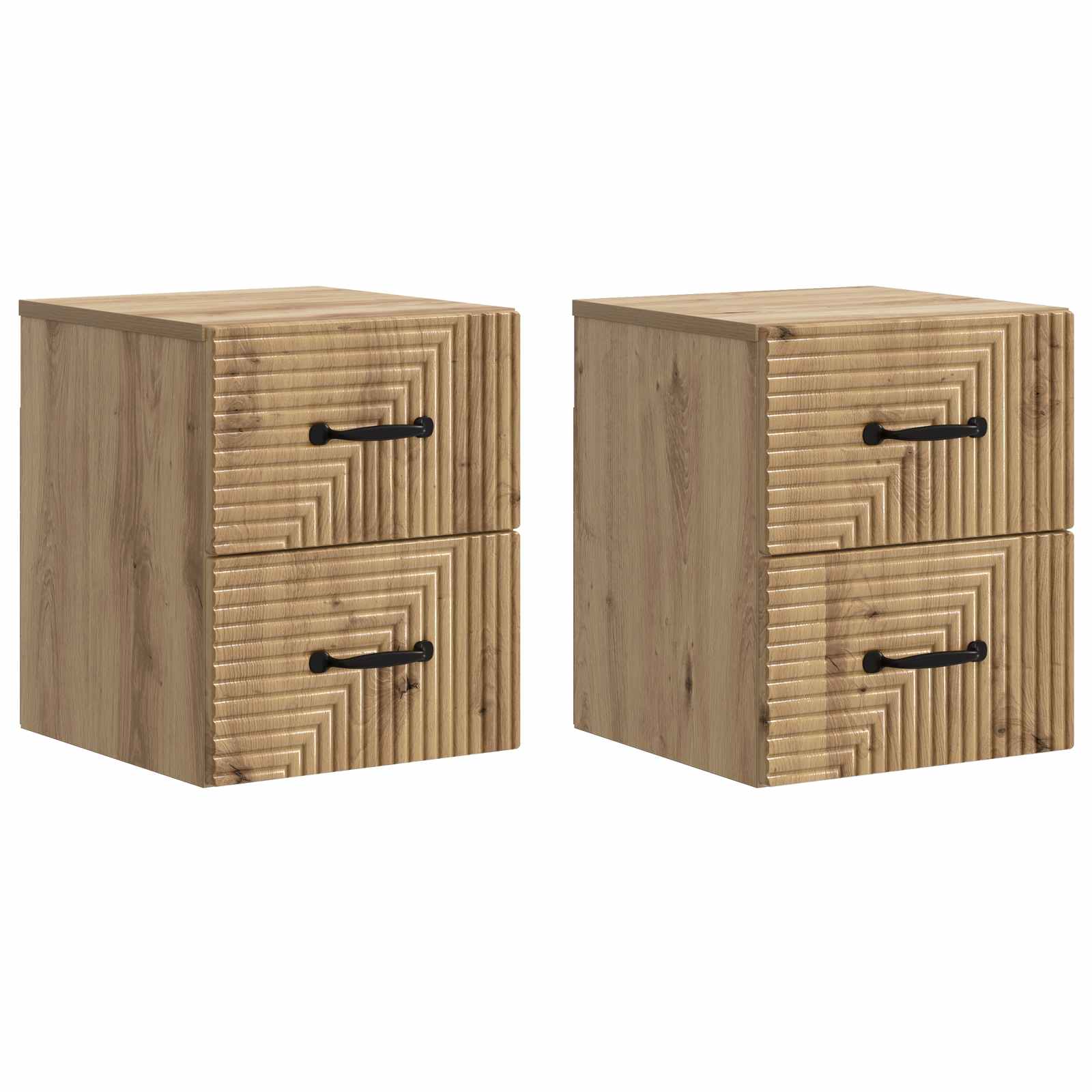 Noćni ormarić za montažu na zid s ladicama 2 pcs Hrast artisan