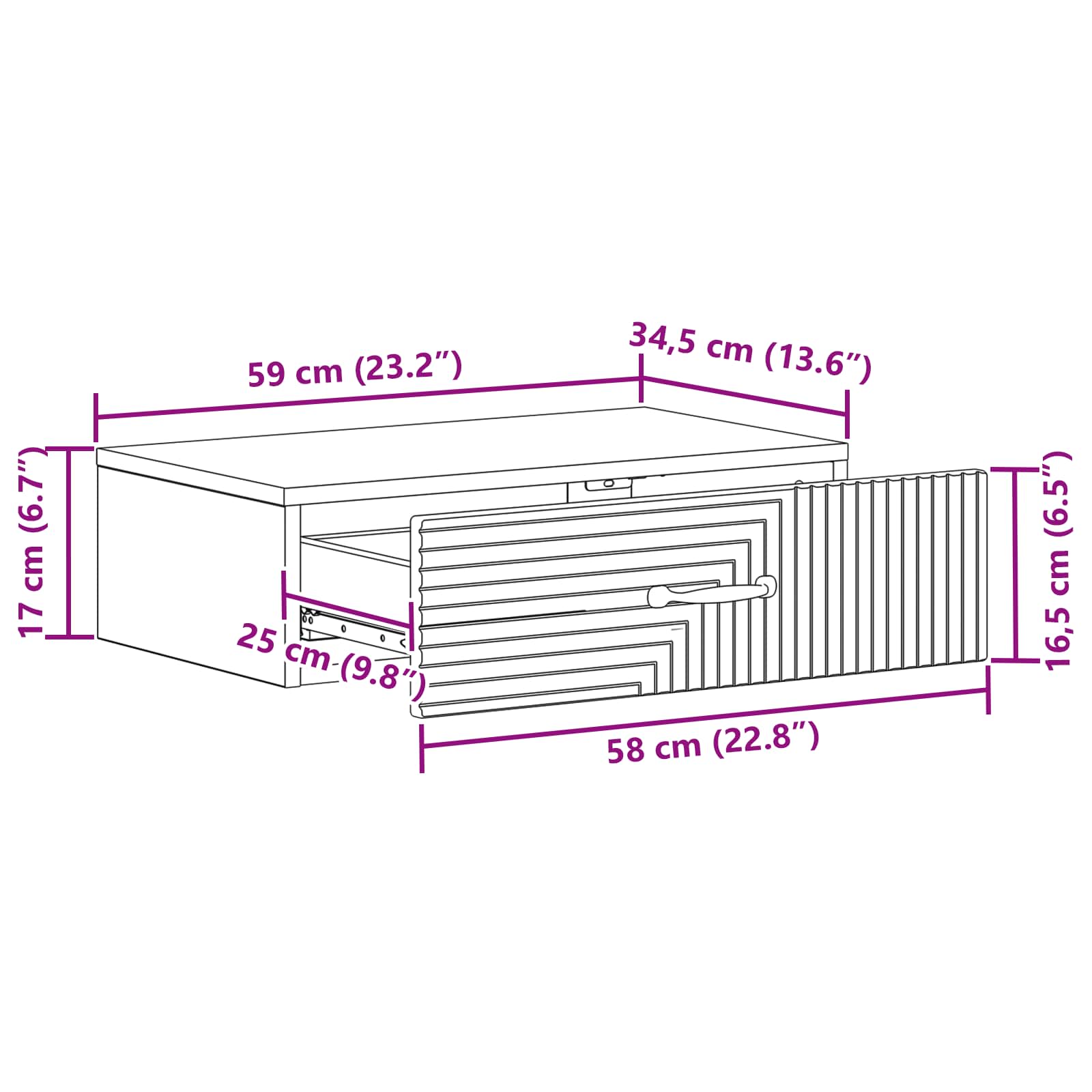 Stolna montirana na zid Crna 59 x 34,5 x 17 cm