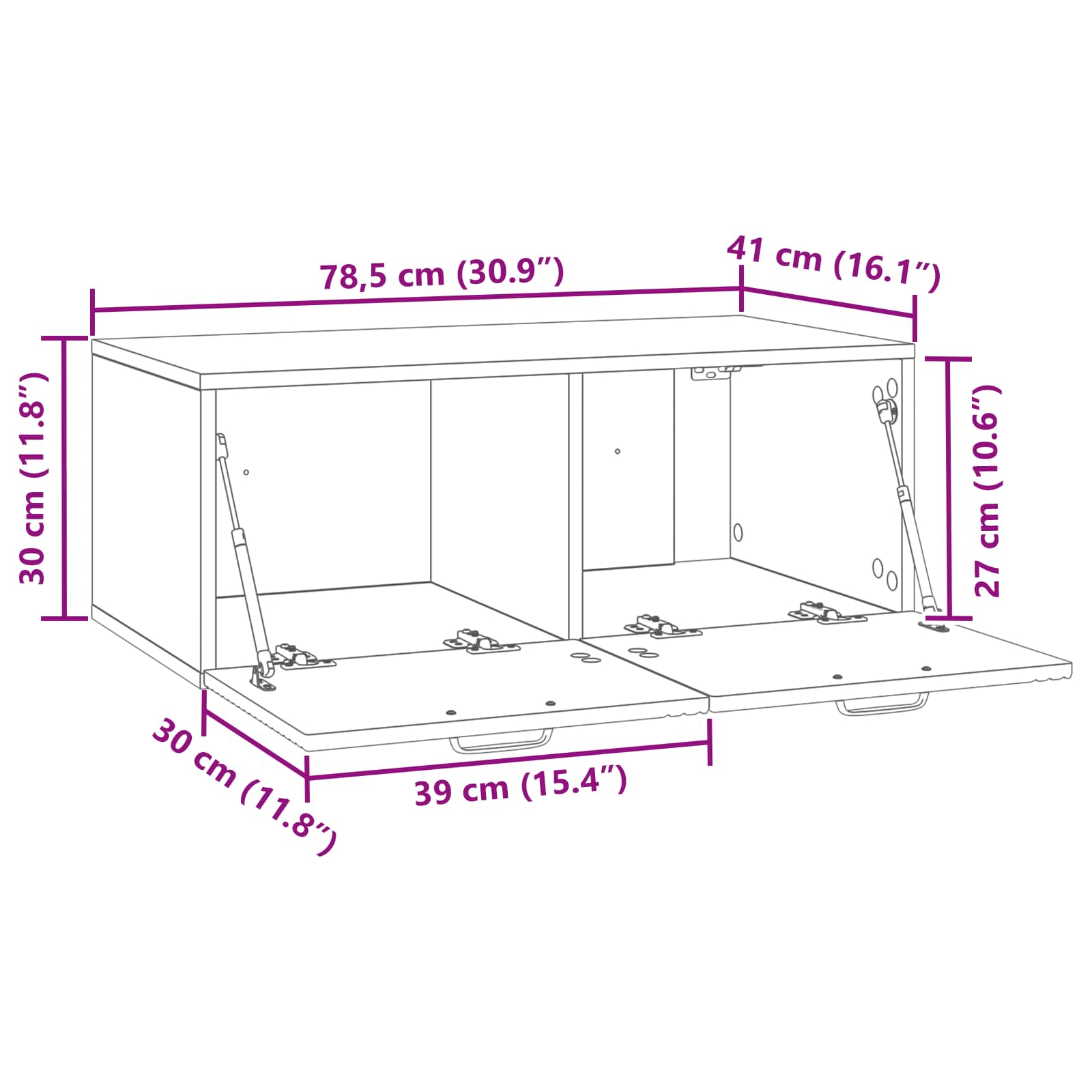 TV ormar za zid Zidne Bijela visokog sjaja 78,5 x 41 x 30 cm