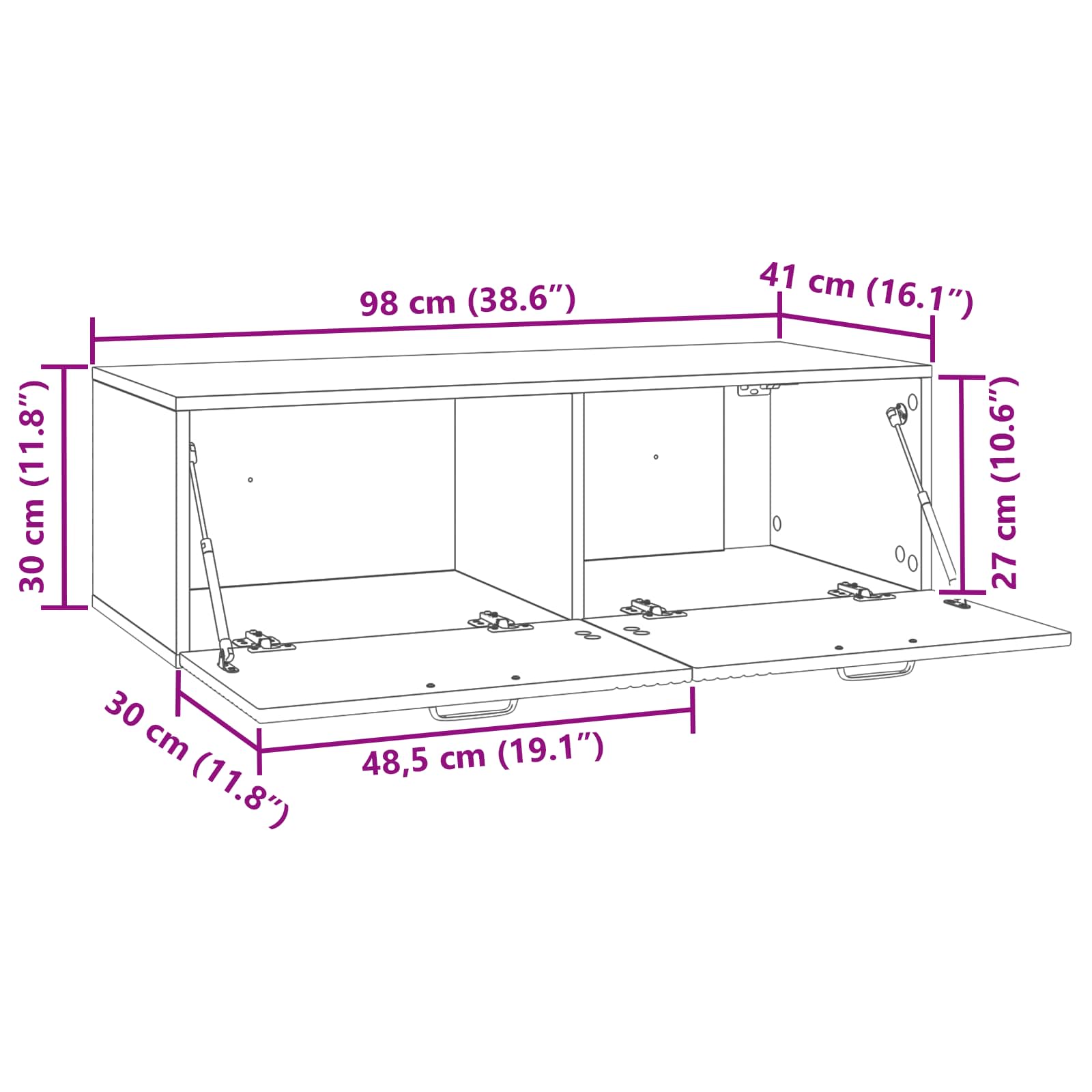 TV ormar za zid Staro drvo 98 x 41 x 30 cm Konstruirano drvo