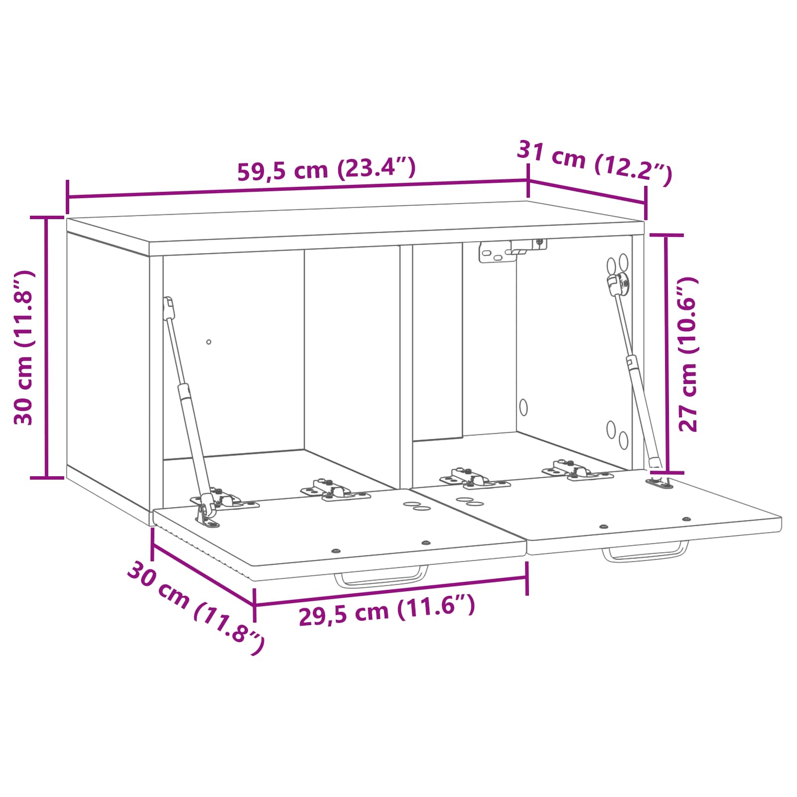 TV ormar za zid Zidne Hrast sonoma 59,5 x 31 x 30 cm