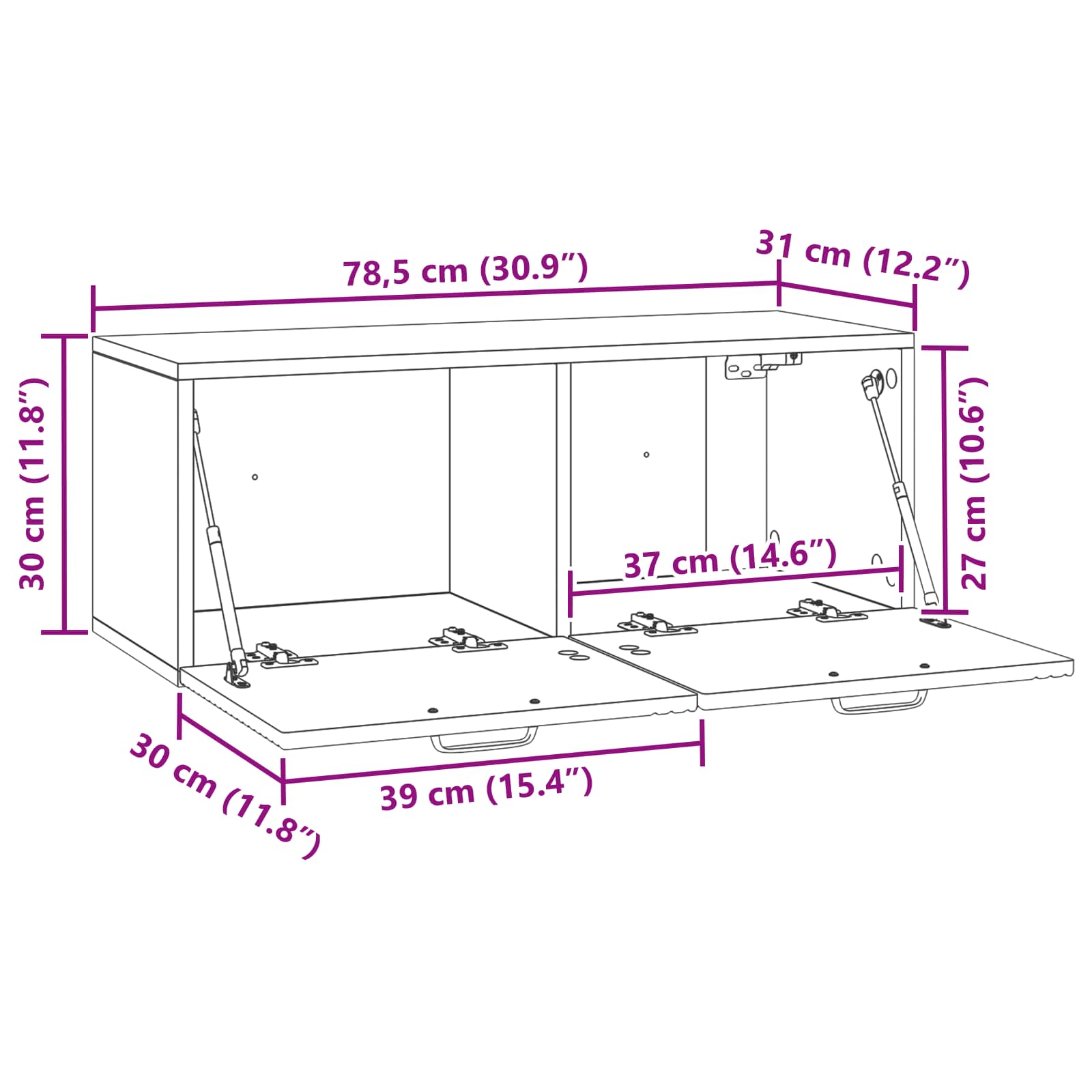 TV ormar za zid Zidne Betonska siva 78,5 x 31 x 30 cm