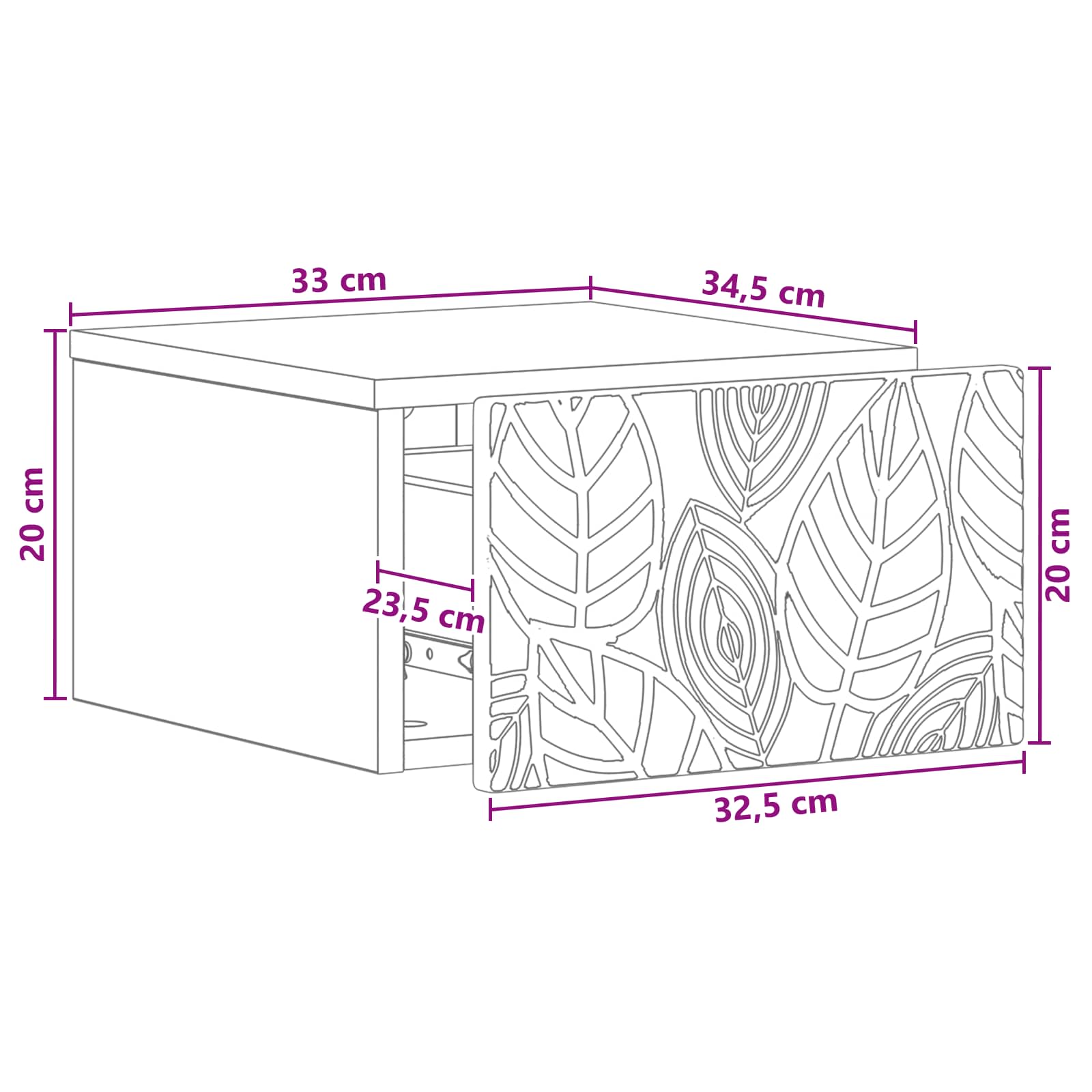 Stolna montirana na zid Betonska siva 34,5 x 33 x 20 cm