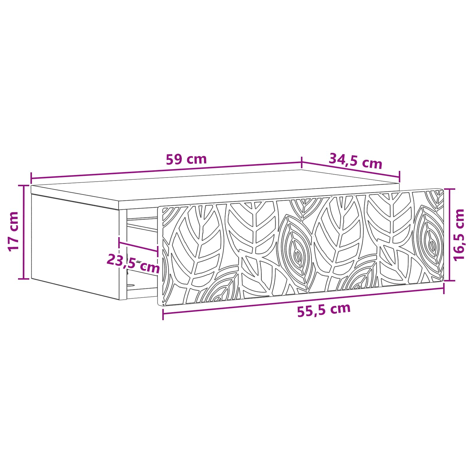 Stolna montirana na zid Siva Sonoma 59 x 34,5 x 17 cm