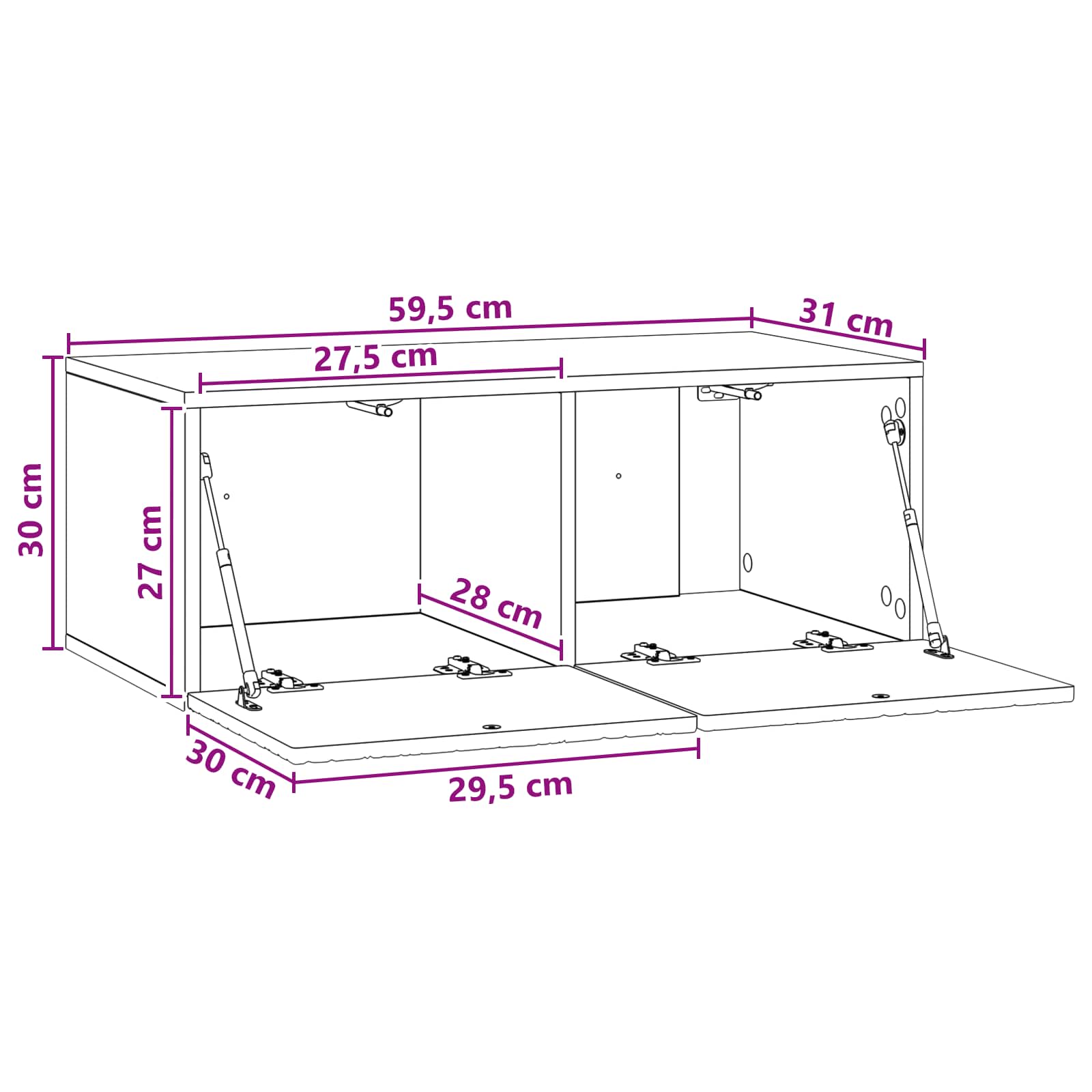 TV ormar za zid 59,5 x 31 cm Crna Konstruirano drvo Zidne