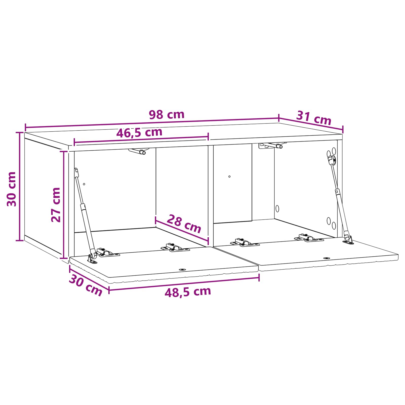 TV ormar za zid 98 x 31 cm Dimljeni hrast Konstruirano drvo