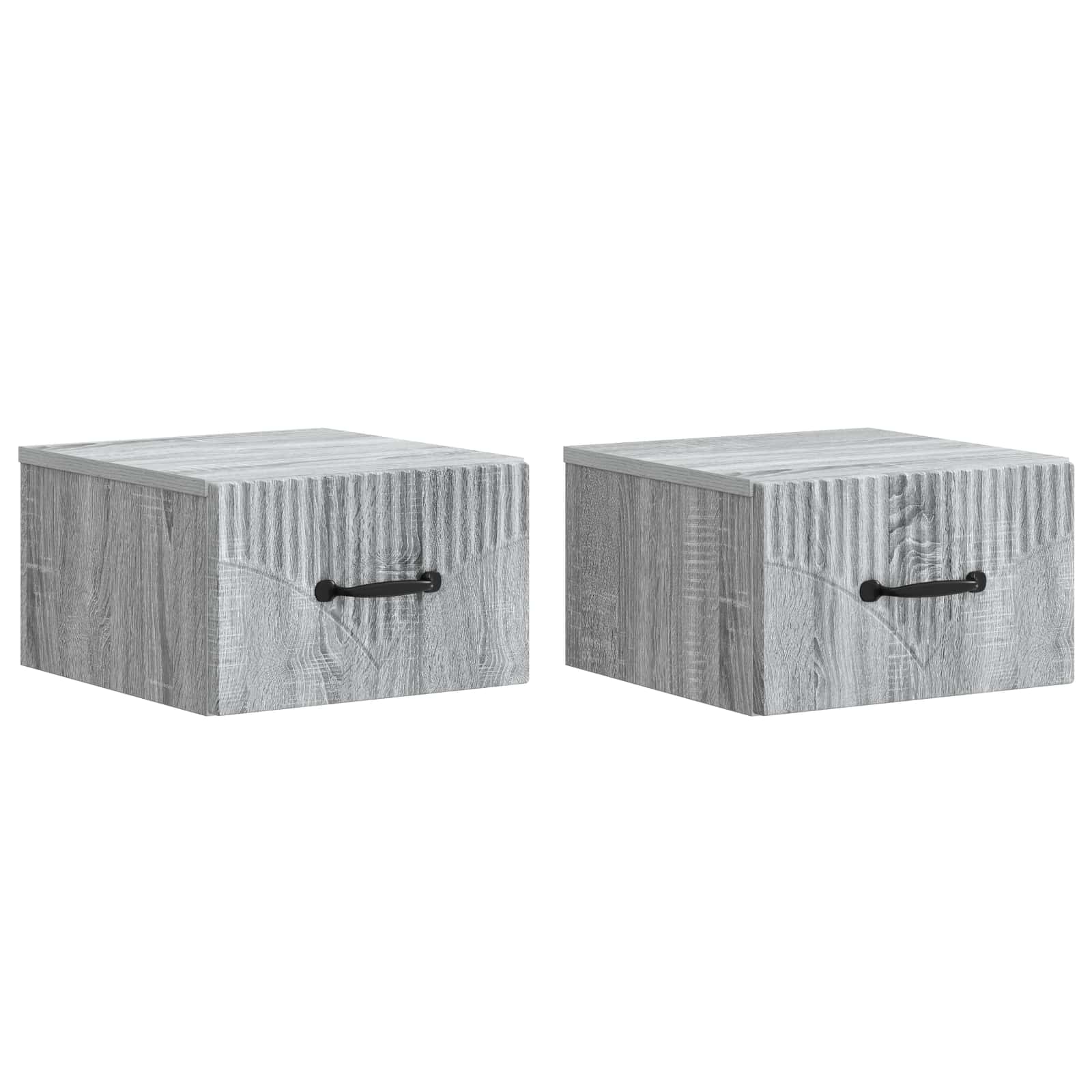 Noćni ormarić za montažu na zid s ladicama 2 pcs Siva sonoma