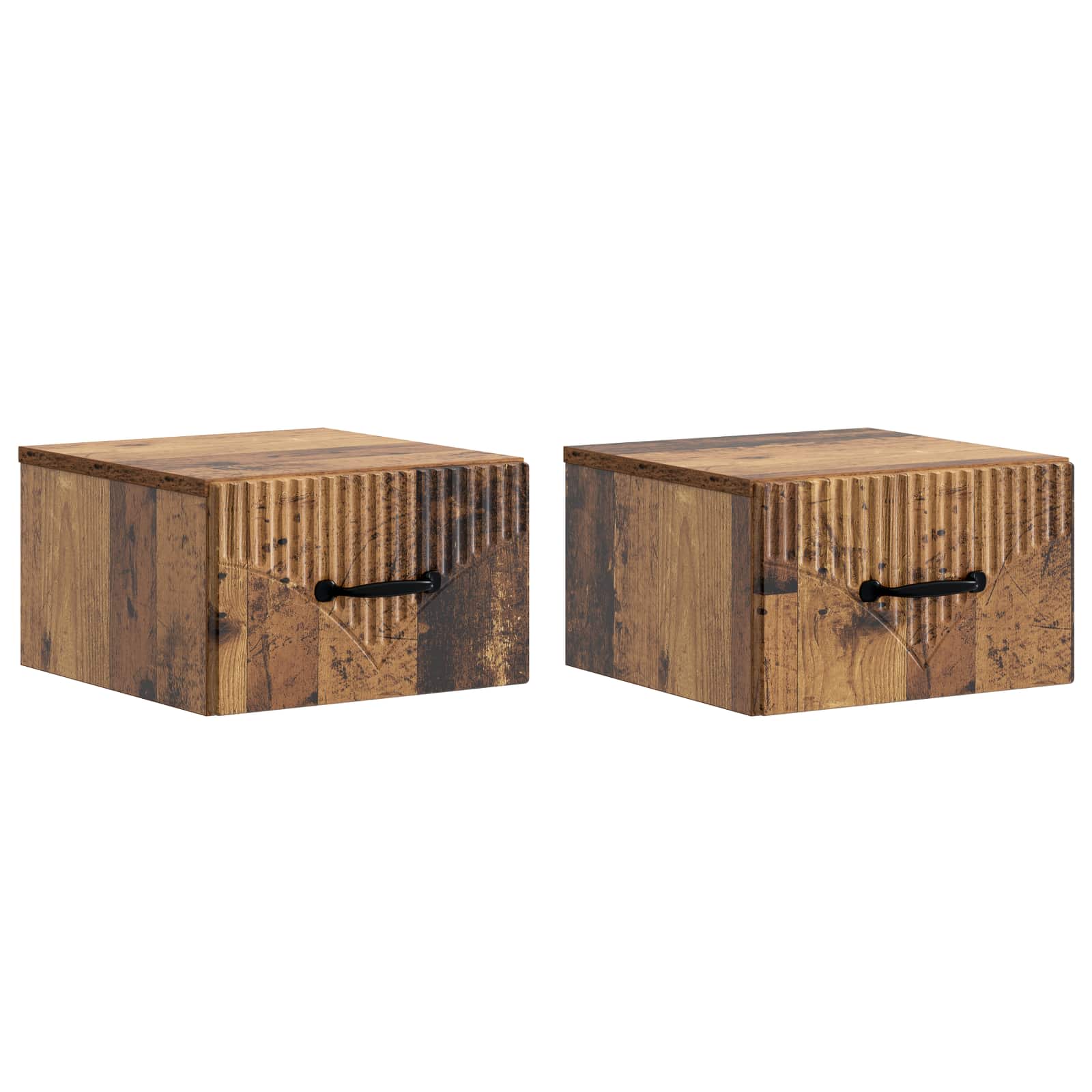 Noćni ormarić za montažu na zid s ladicama 2 pcs Staro drvo