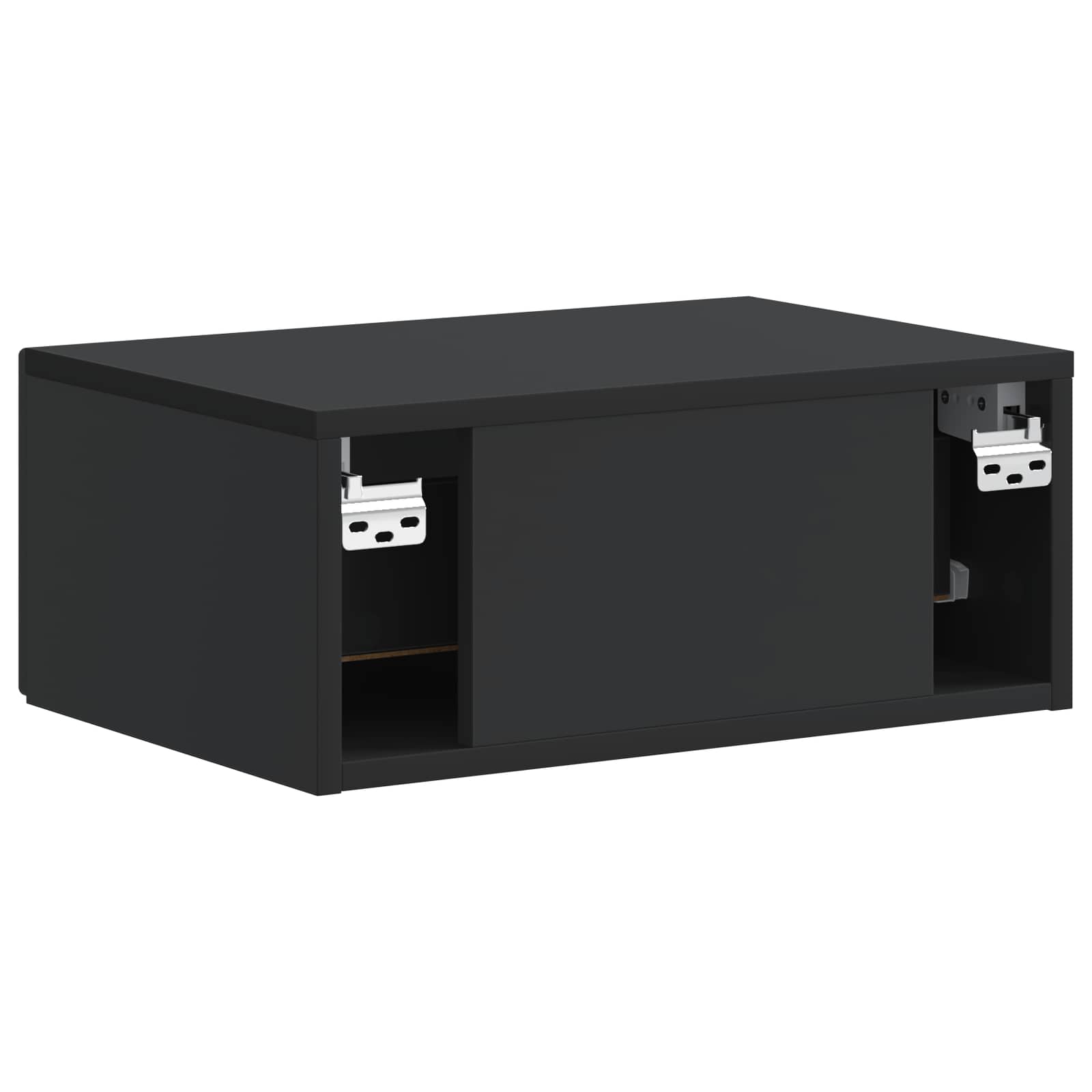 Noćni ormarić za montažu na zid 2 pcs Crna 49 x 34,5 x 20 cm
