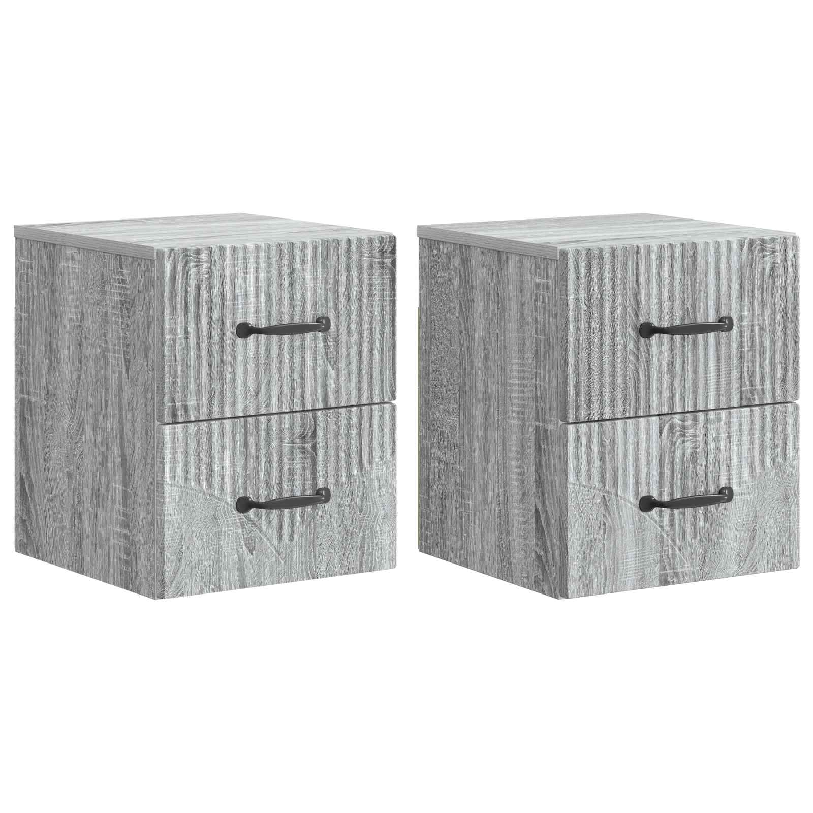 Noćni ormarić za montažu na zid s ladicama 2 pcs Siva sonoma