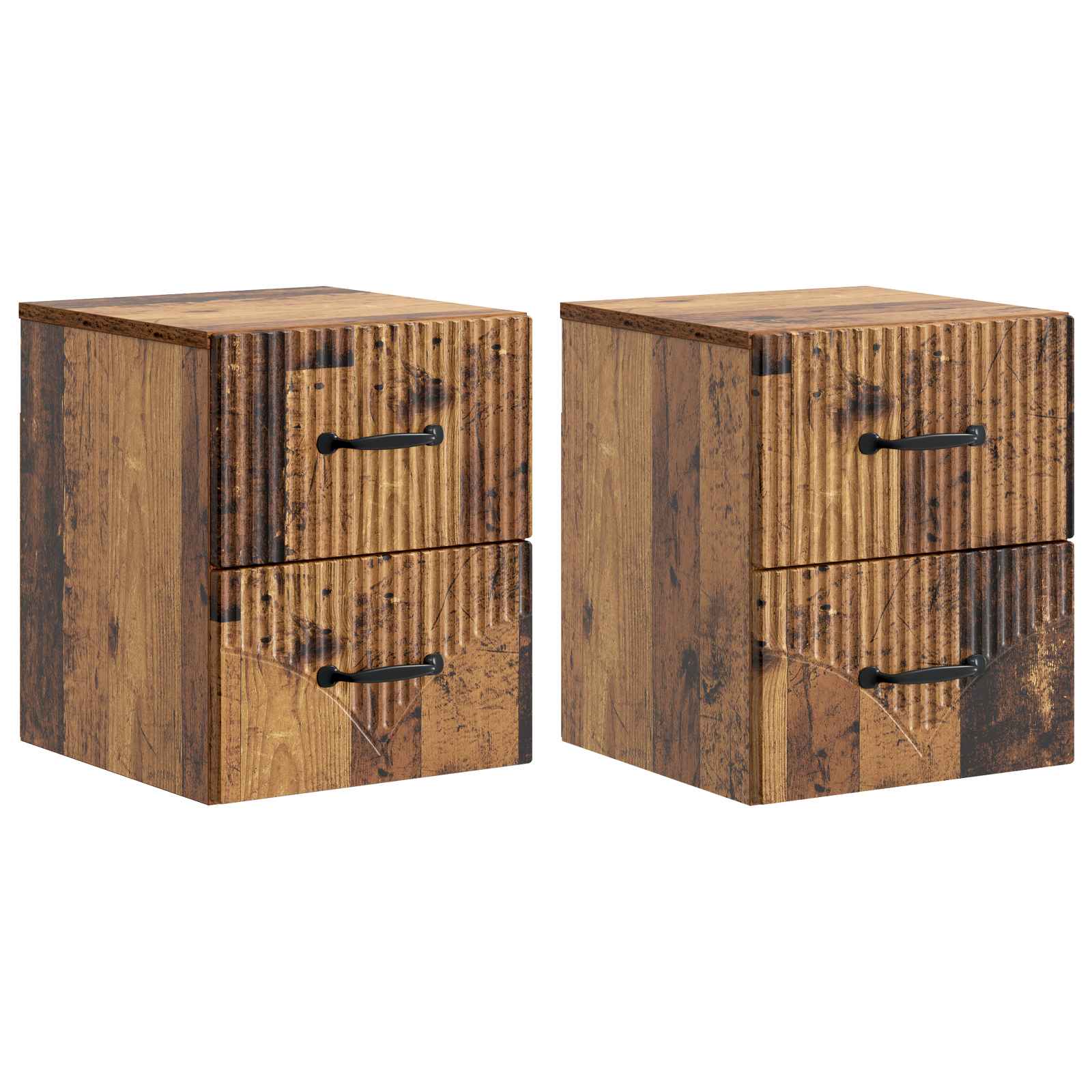 Noćni ormarić za montažu na zid s ladicama 2 pcs Staro drvo