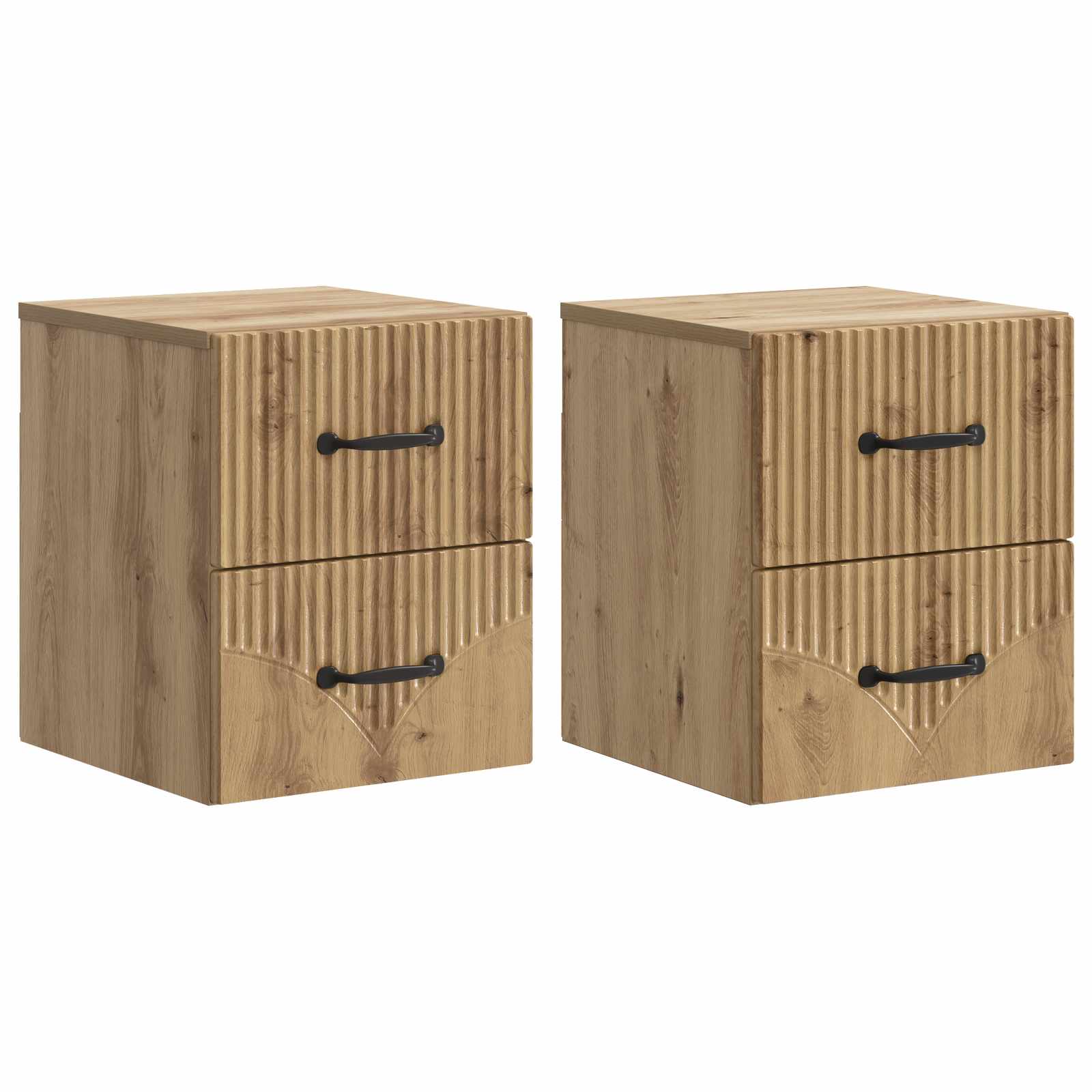 Noćni ormarić za montažu na zid s ladicama 2 pcs Hrast artisan