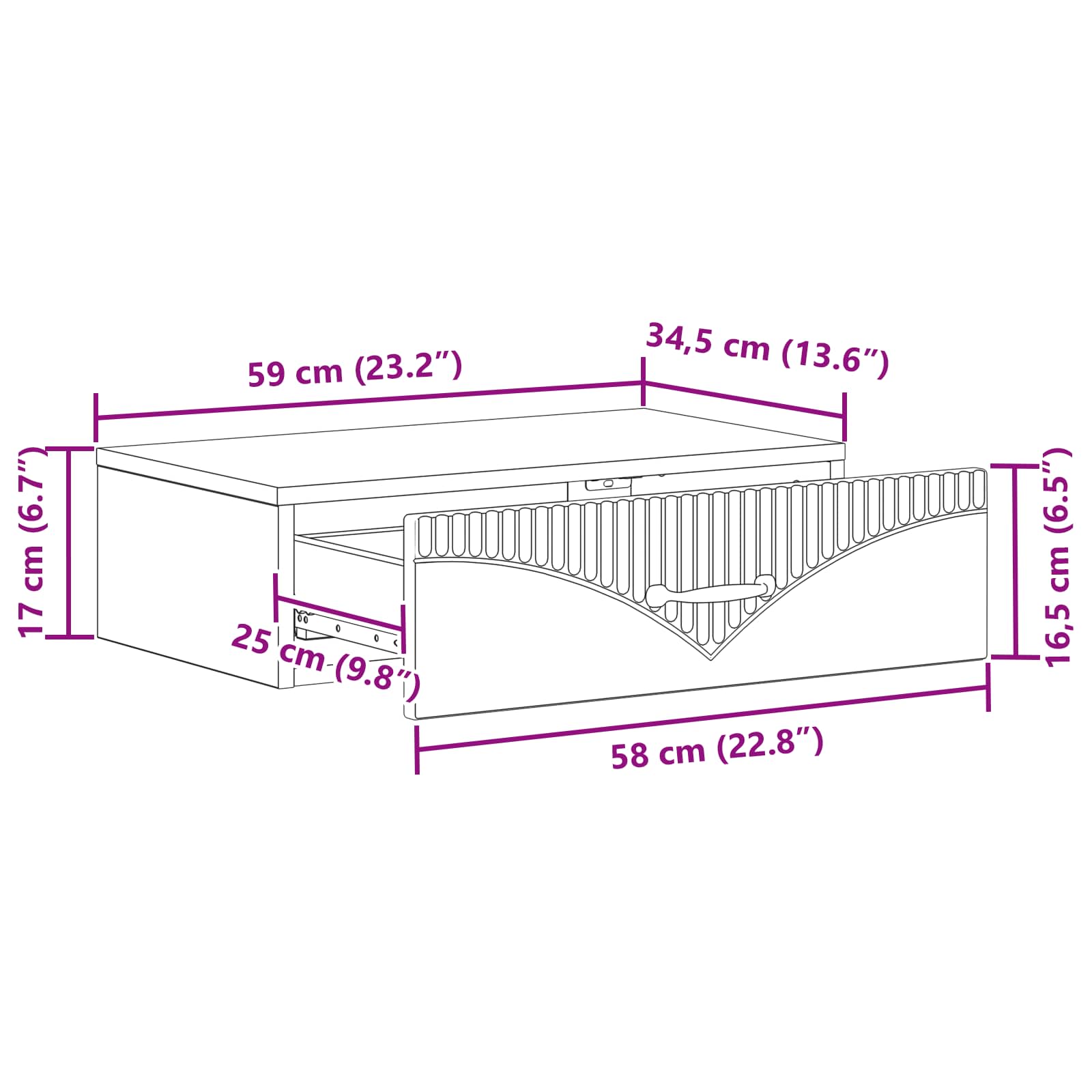 Stolna montirana na zid Siva sonoma 59 x 34,5 x 17 cm