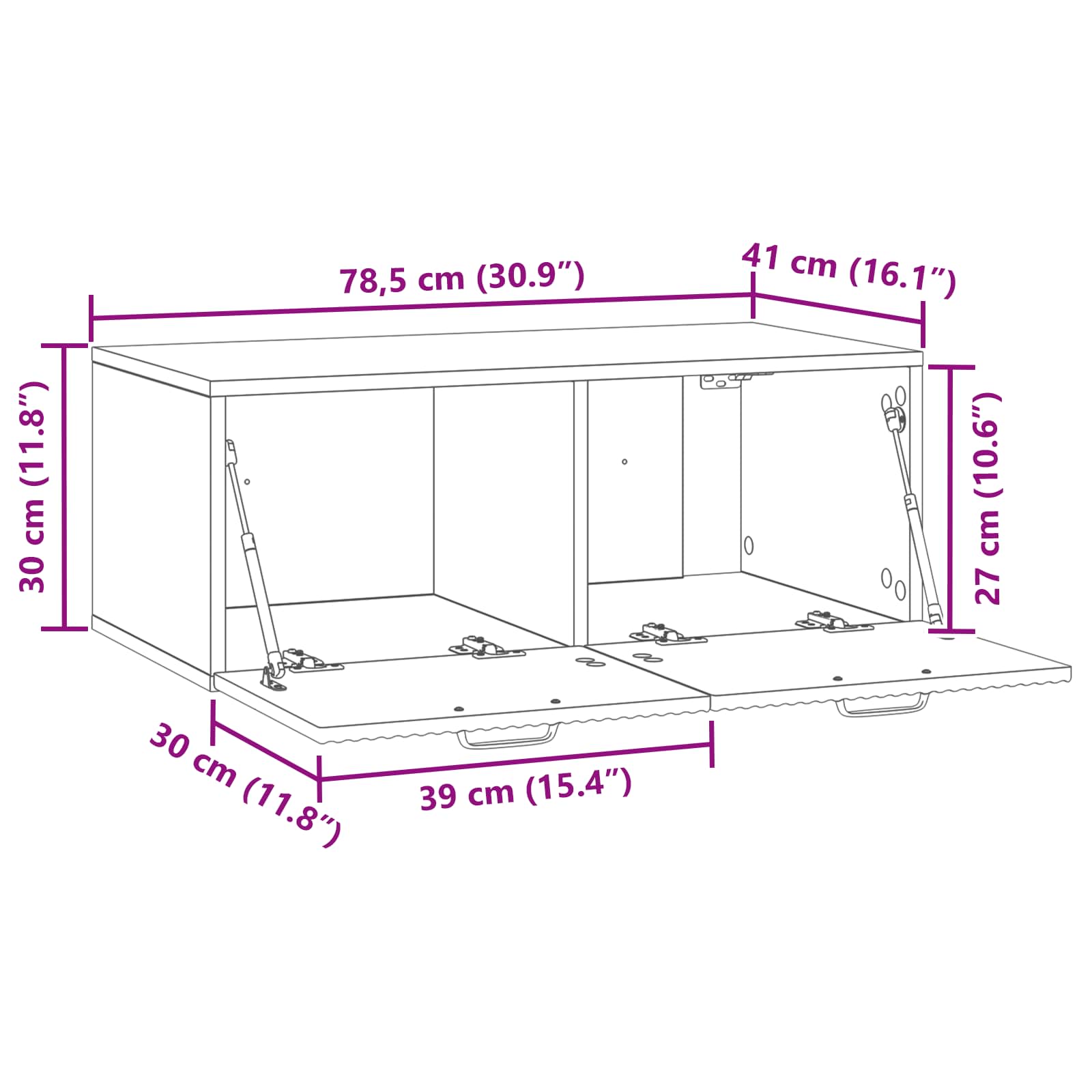 TV ormar za zid Zidne Crna 78,5 x 41 x 30 cm Konstruirano drvo