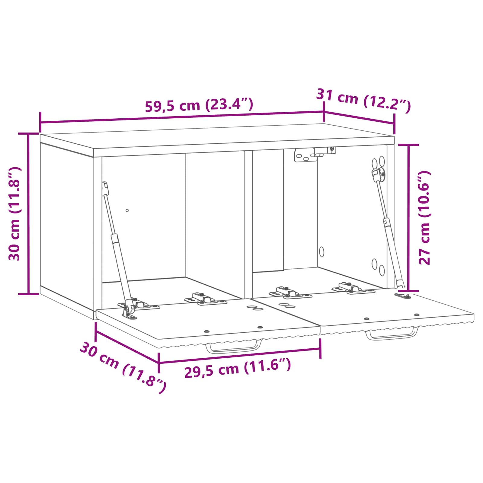 TV ormar za zid Staro drvo 59,5 x 31 x 30 cm Konstruirano drvo