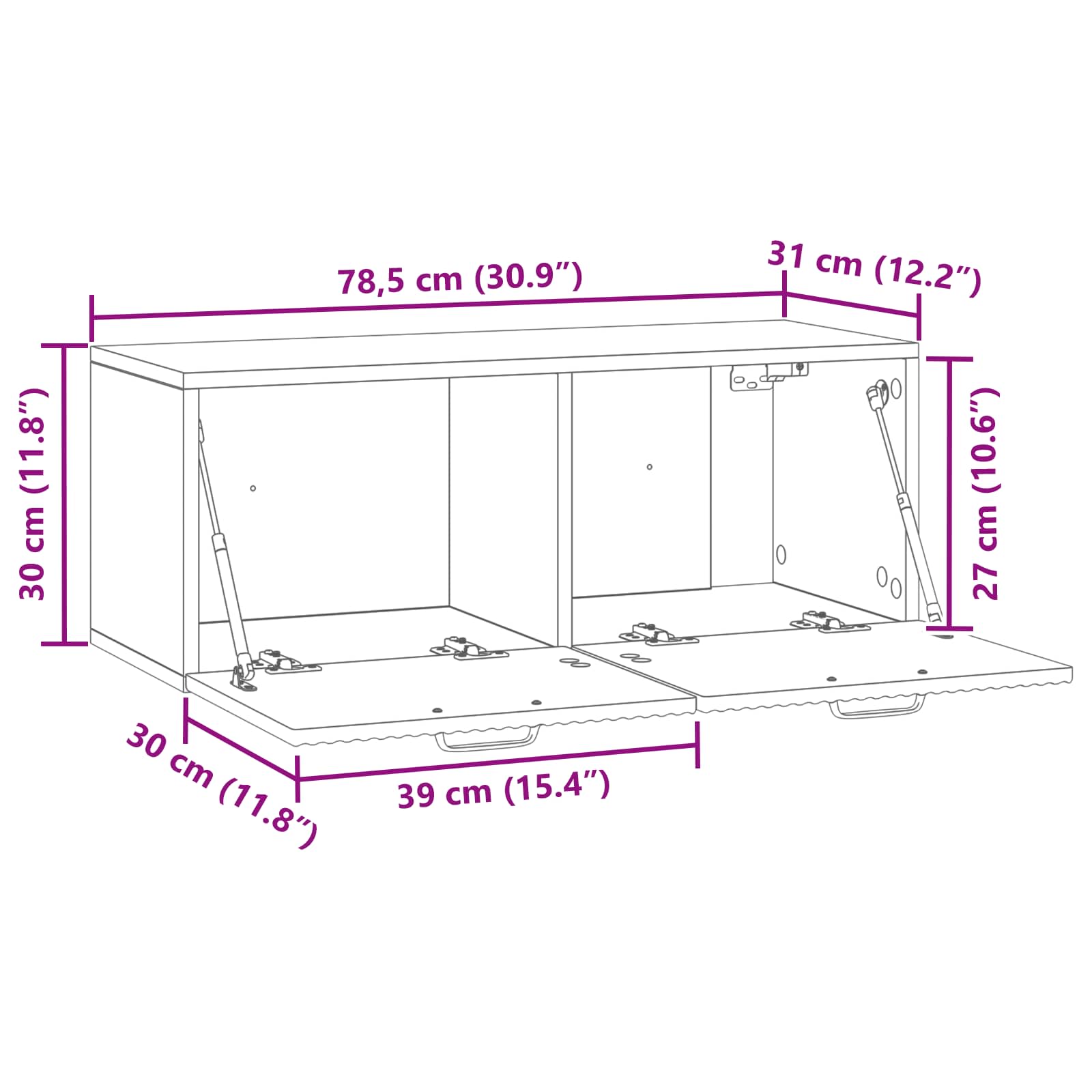 TV ormar za zid Bijela 78,5 x 31 x 30 cm Konstruirano drvo