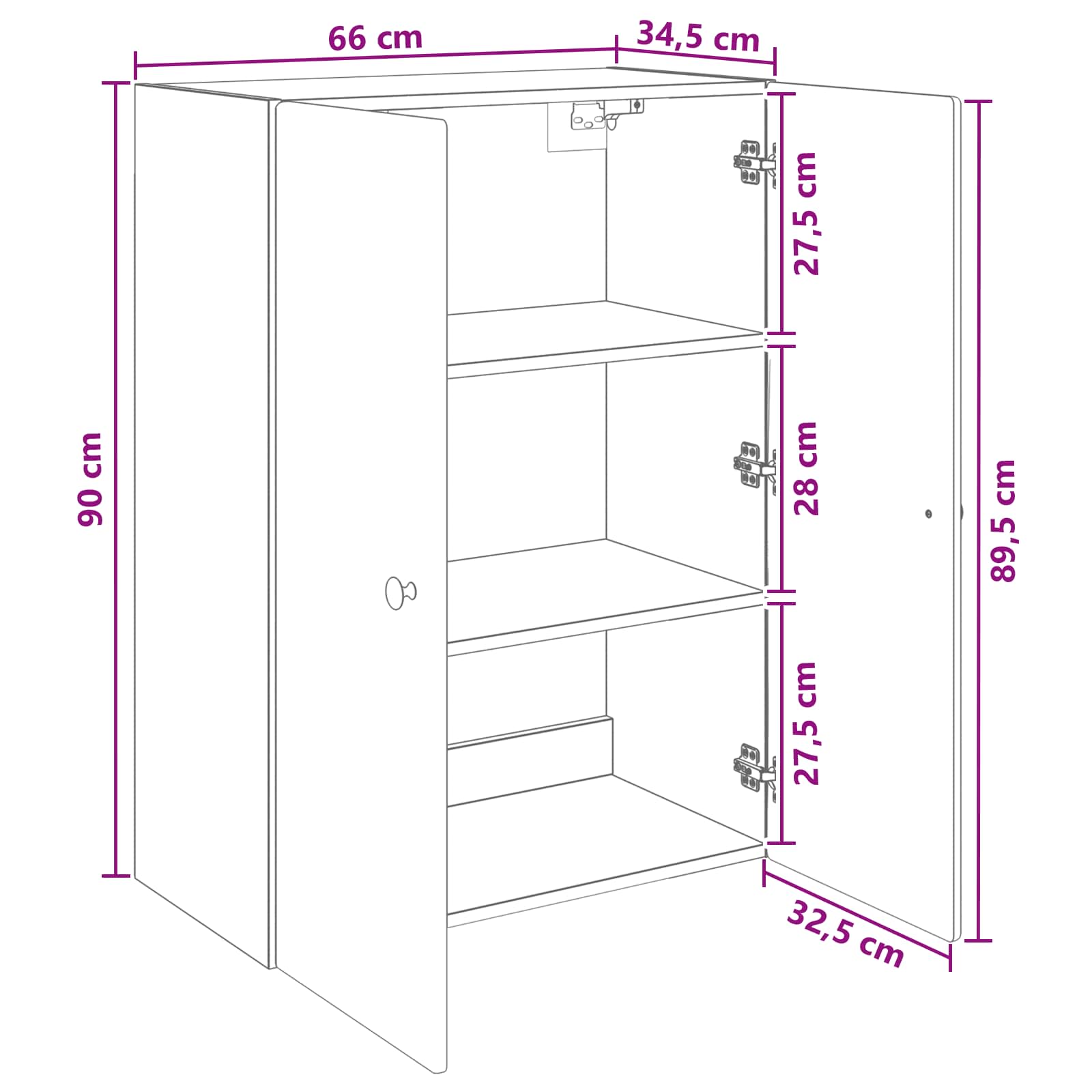 Ormar za montažu na zid Dimljeni hrast 66 x 34,5 x 90 cm
