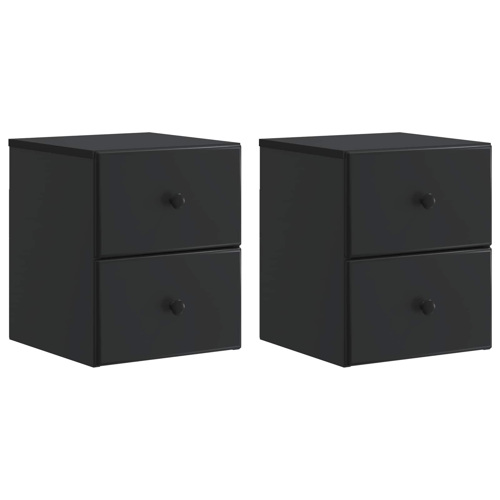 Noćni ormarić za montažu na zid 2 pcs Crna 34,5 x 33 x 40 cm