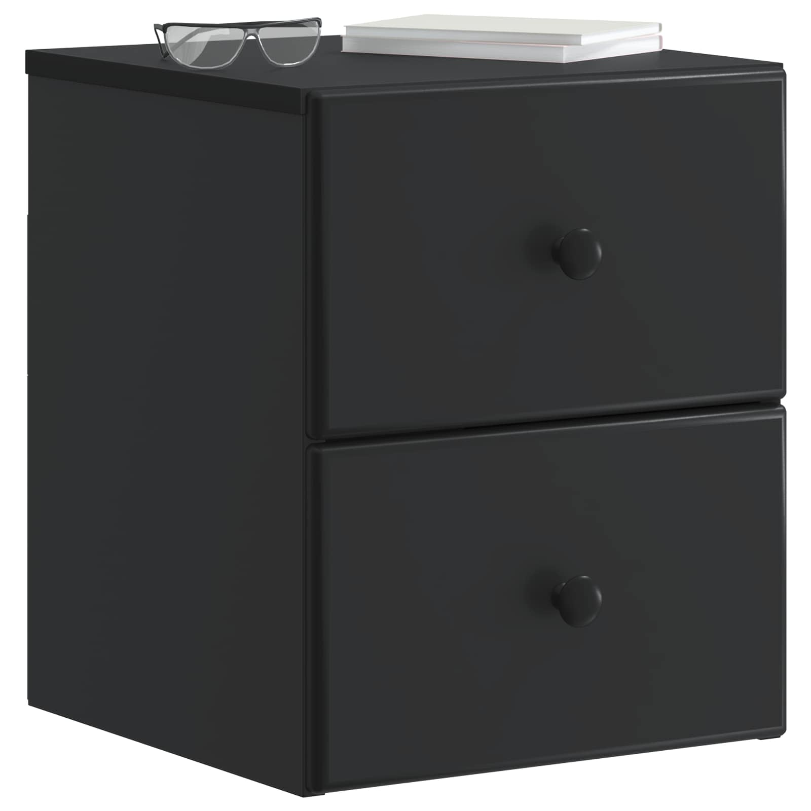 Noćni ormarić za montažu na zid 2 pcs Crna 34,5 x 33 x 40 cm