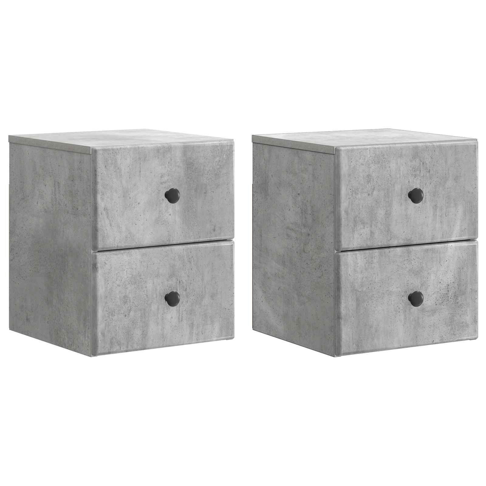 Noćni ormarić za montažu na zid s ladicama 2 pcs Betonska siva