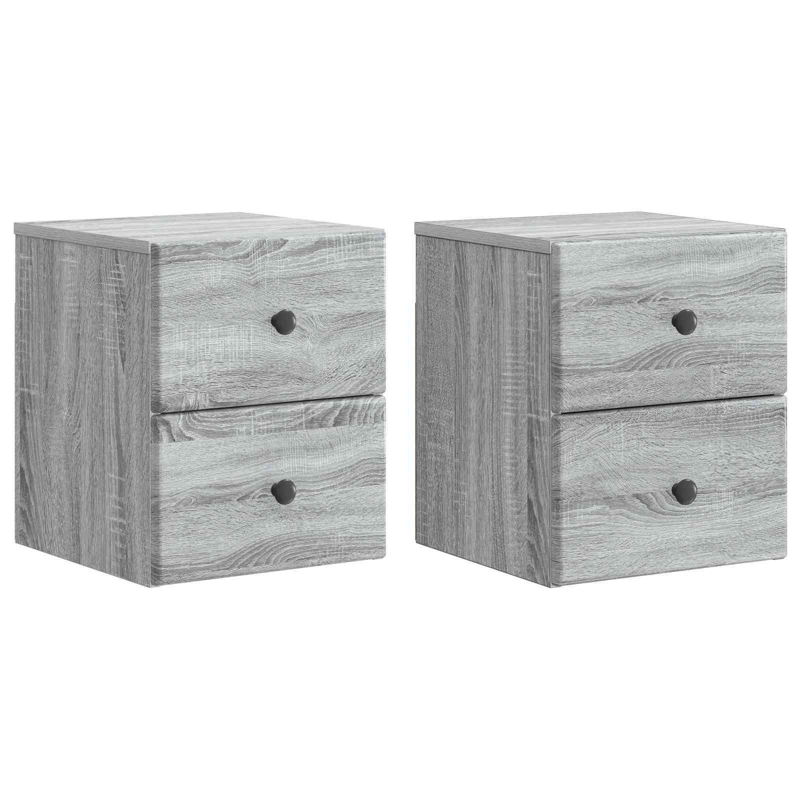 Noćni ormarić za montažu na zid s ladicama 2 pcs Siva sonoma