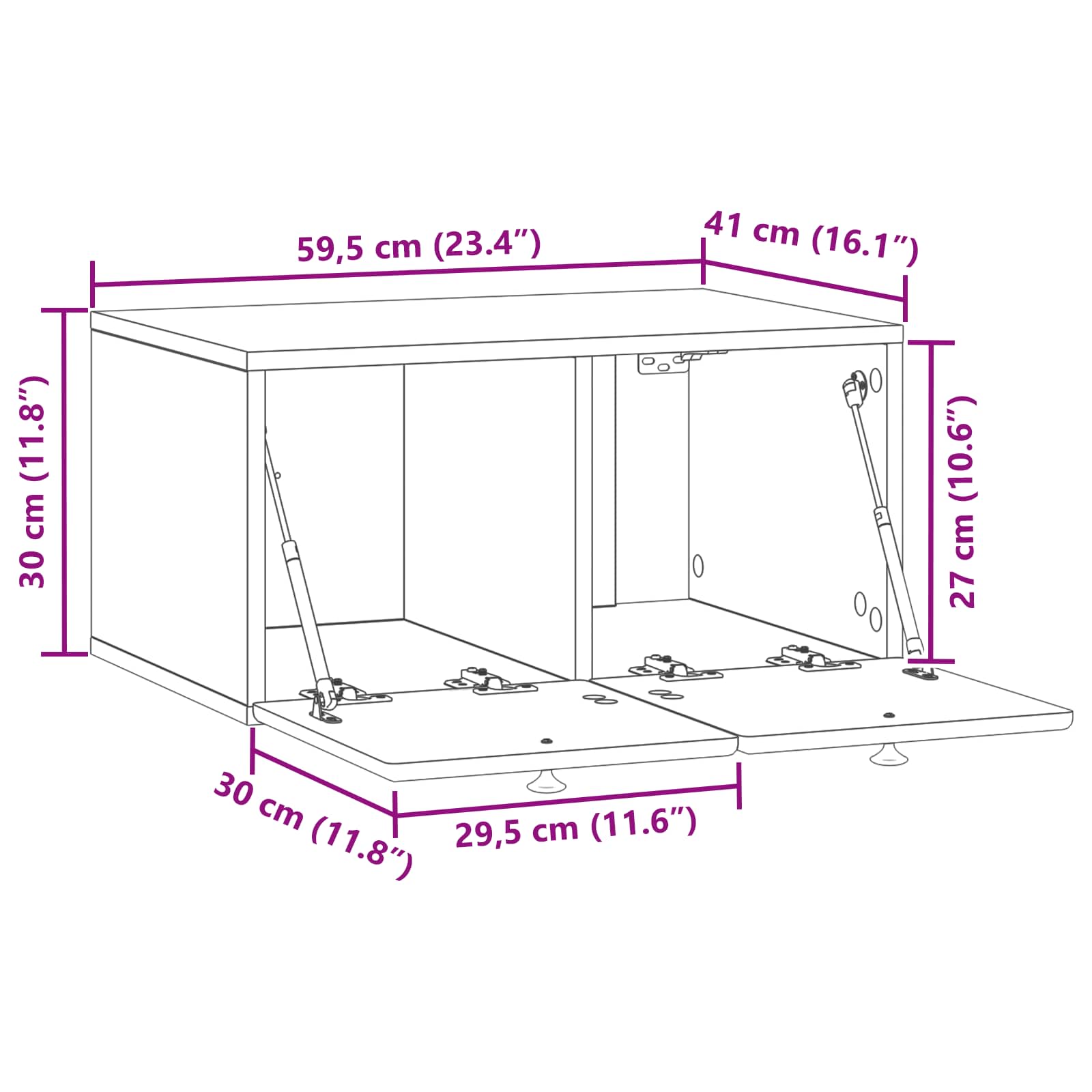 TV ormar za zid 59,5 x 41 x 30 cm Staro drvo Konstruirano drvo