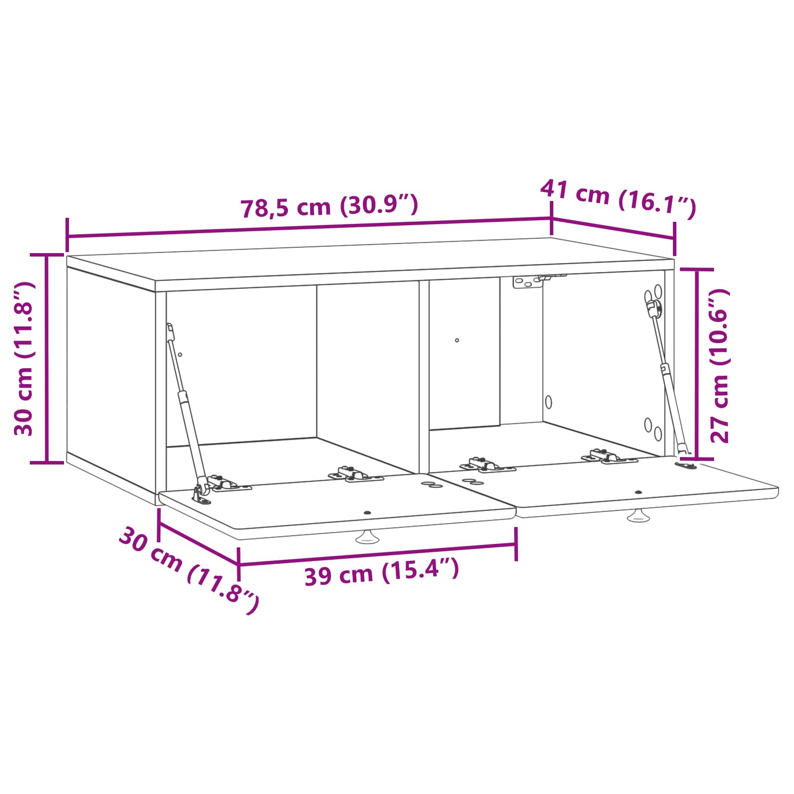 TV ormar za zid 78,5 x 41 x 30 cm Hrast sonoma