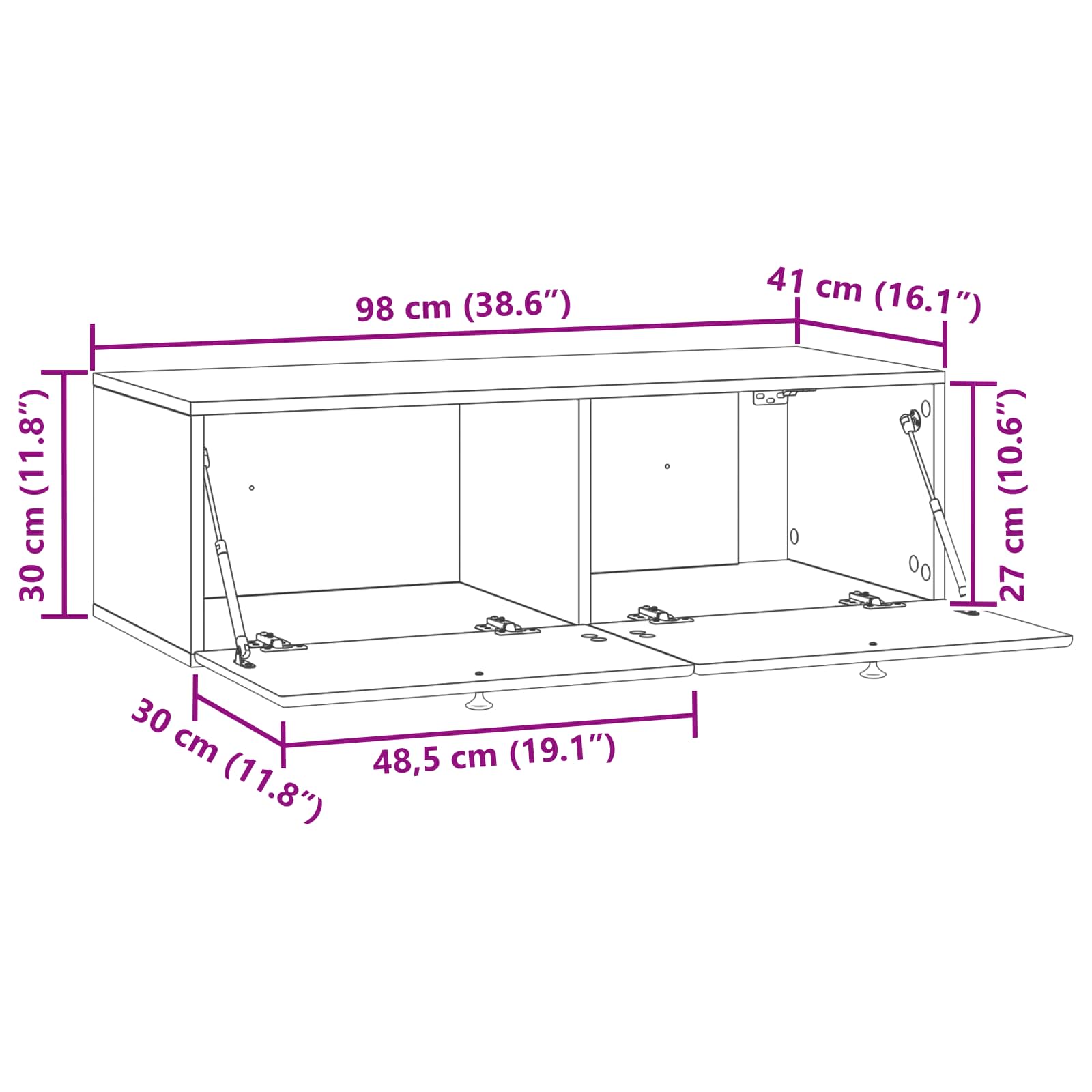 TV ormar za zid 98 x 41 x 30 cm Crna Konstruirano drvo Zidne