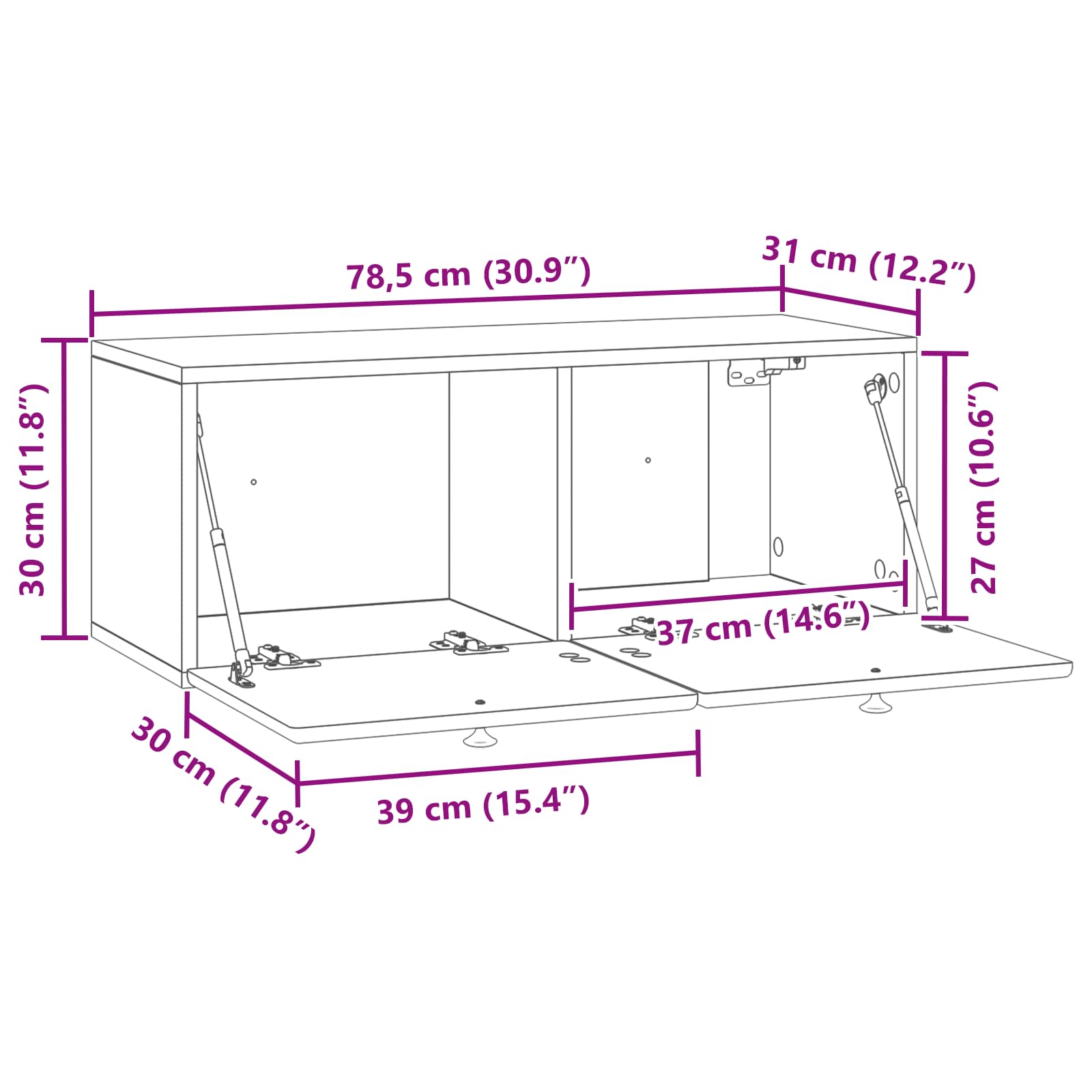 TV ormar za zid 78,5 x 31 x 30 cm Siva Sonoma Konstruirano drvo