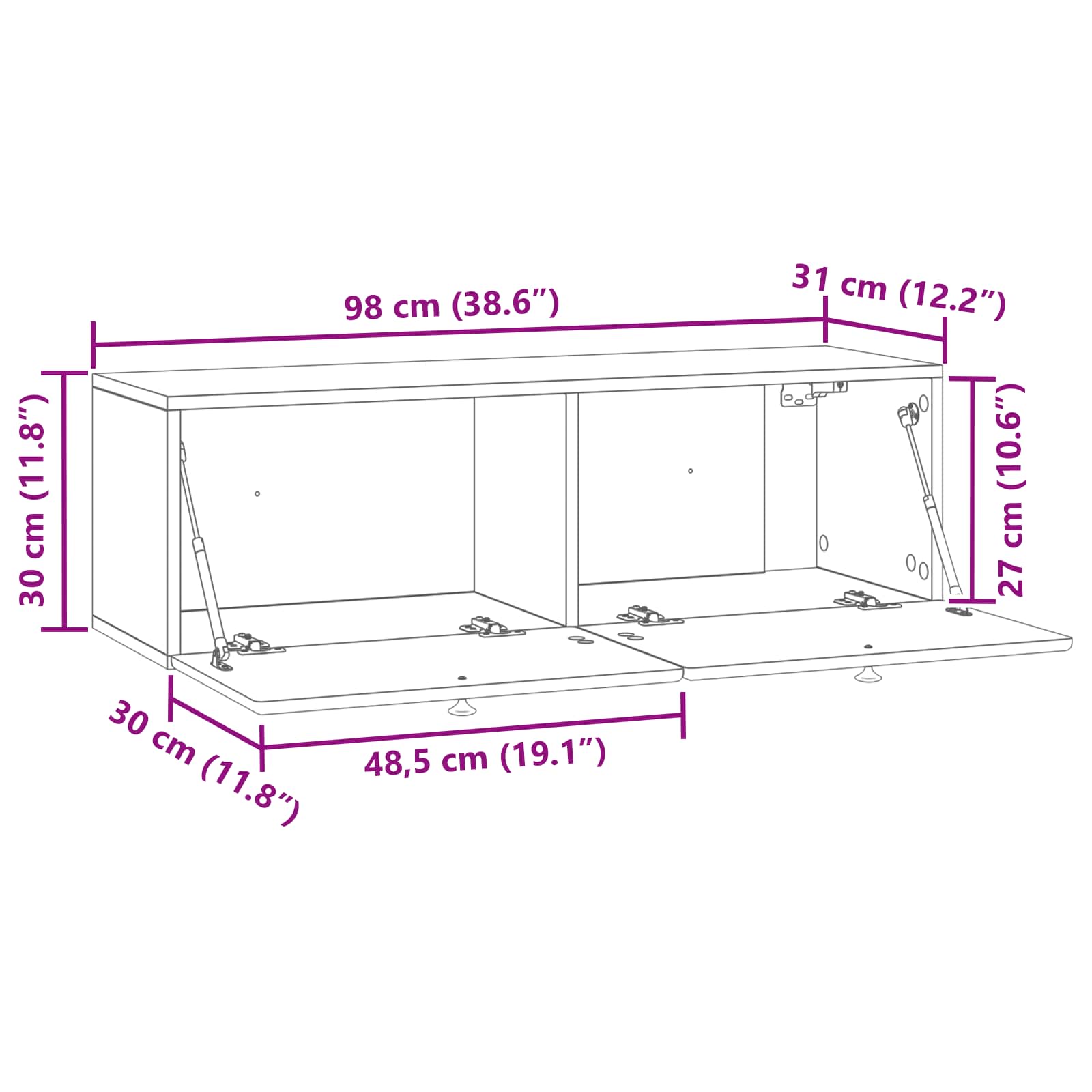 TV ormar za zid 98 x 31 x 30 cm Betonska siva Konstruirano drvo