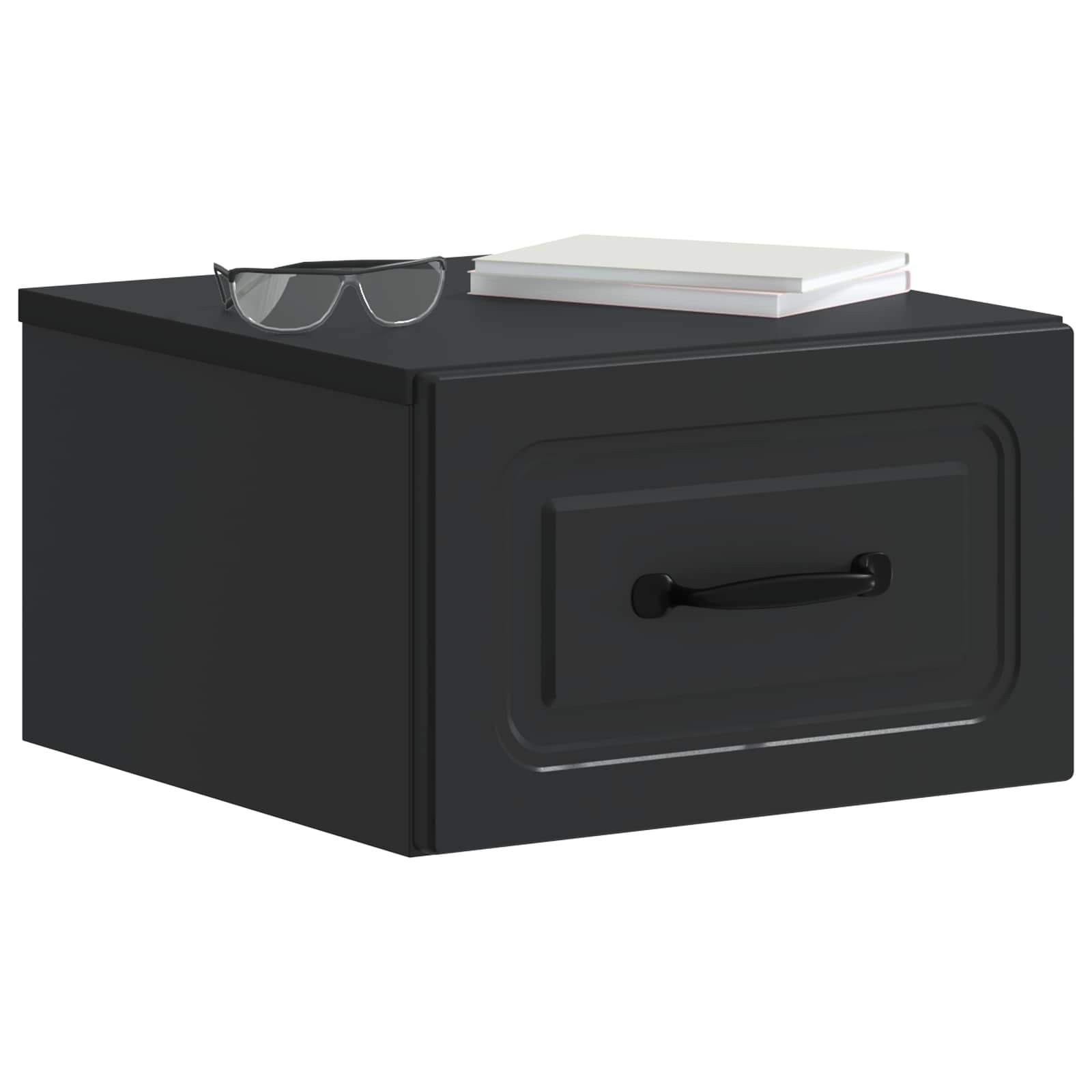 Noćni ormarić za montažu na zid 2 pcs Crna 34,5 x 33 x 20 cm