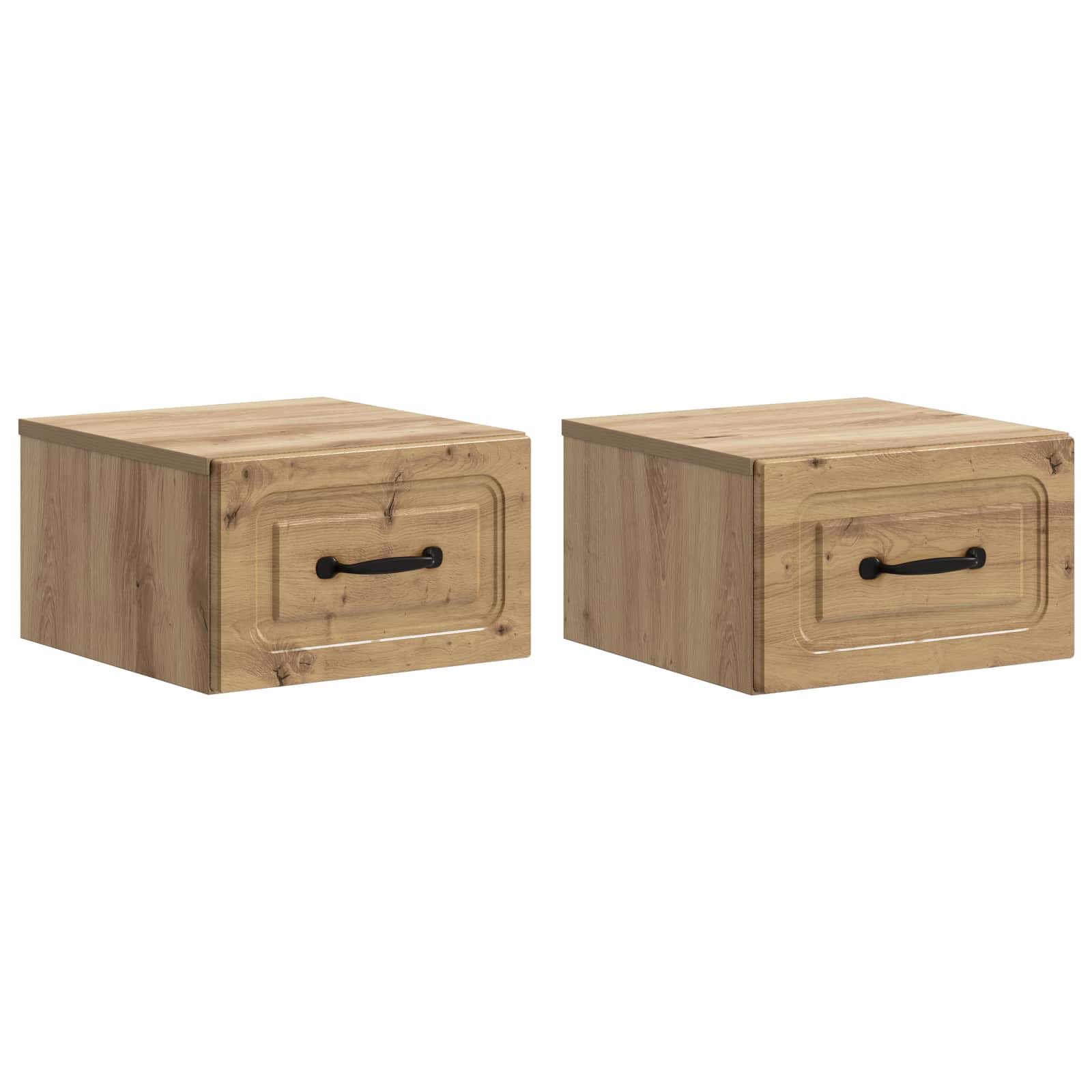 Noćni ormarić za montažu na zid s ladicama 2 pcs Hrast artisan