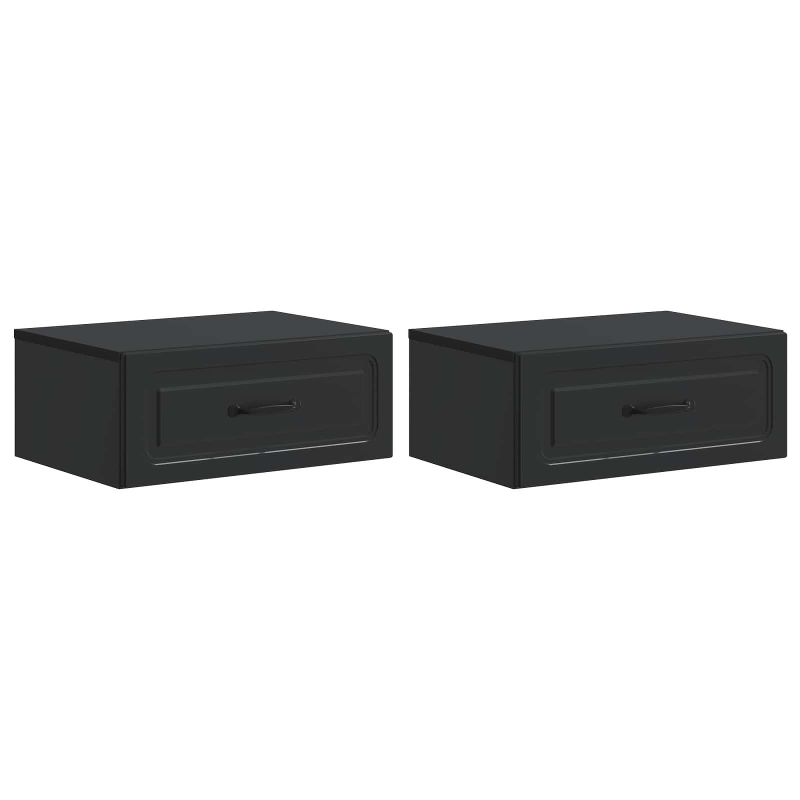 Noćni ormarić za montažu na zid 2 pcs Crna 49 x 34,5 x 20 cm
