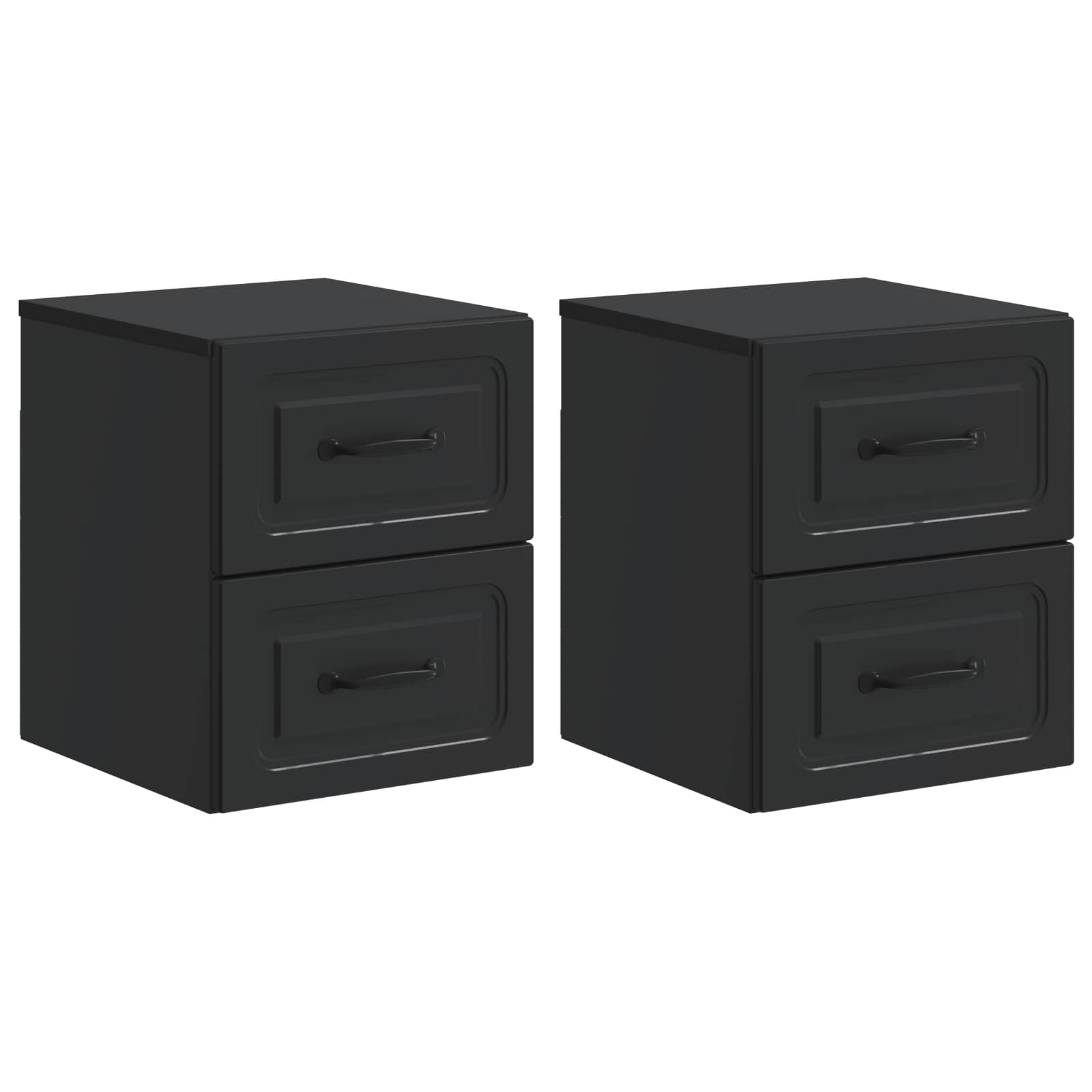 Noćni ormarić za montažu na zid 2 pcs Crna 34,5 x 33 x 40 cm