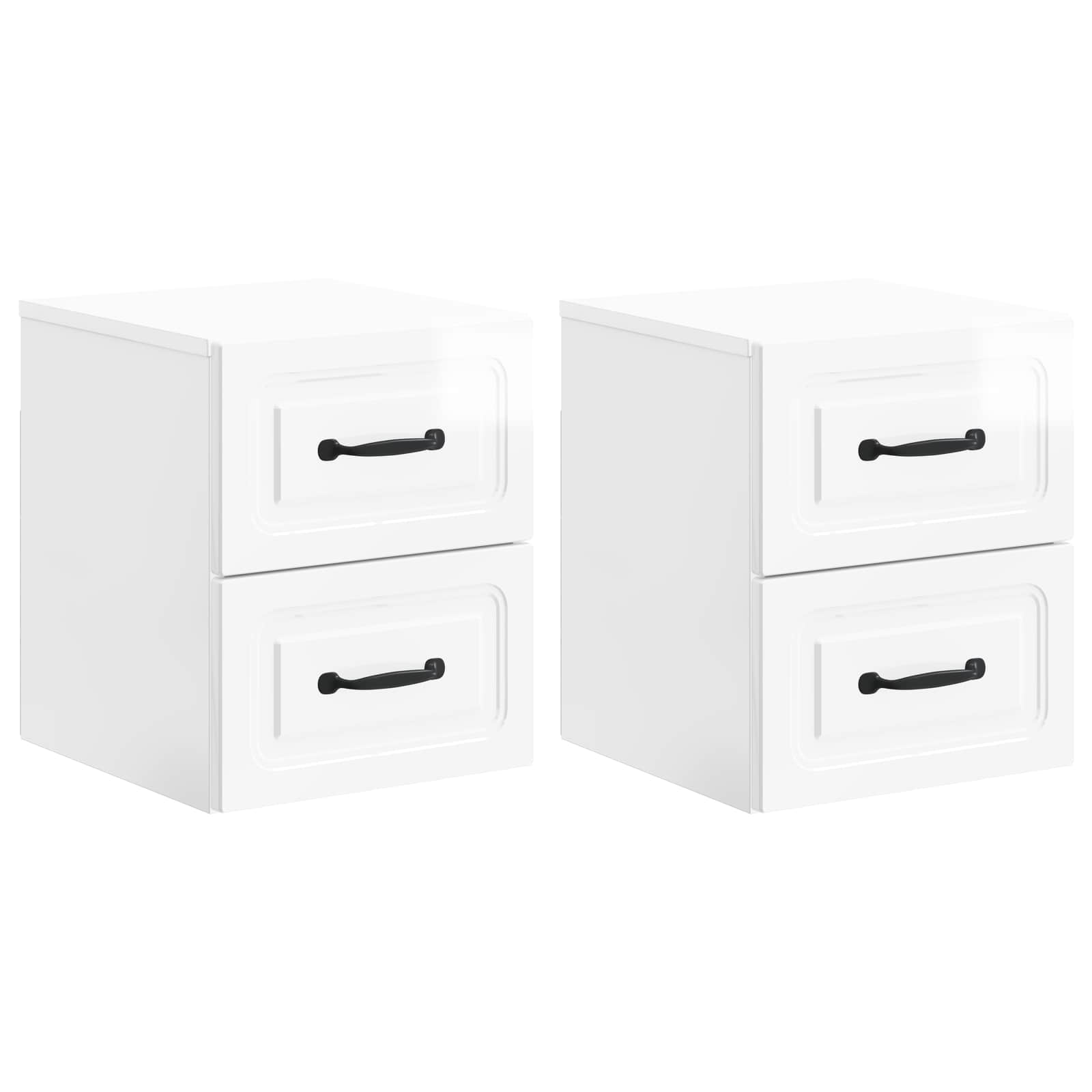 Noćni ormarić za montažu na zid 2 pcs Bijela visokog sjaja