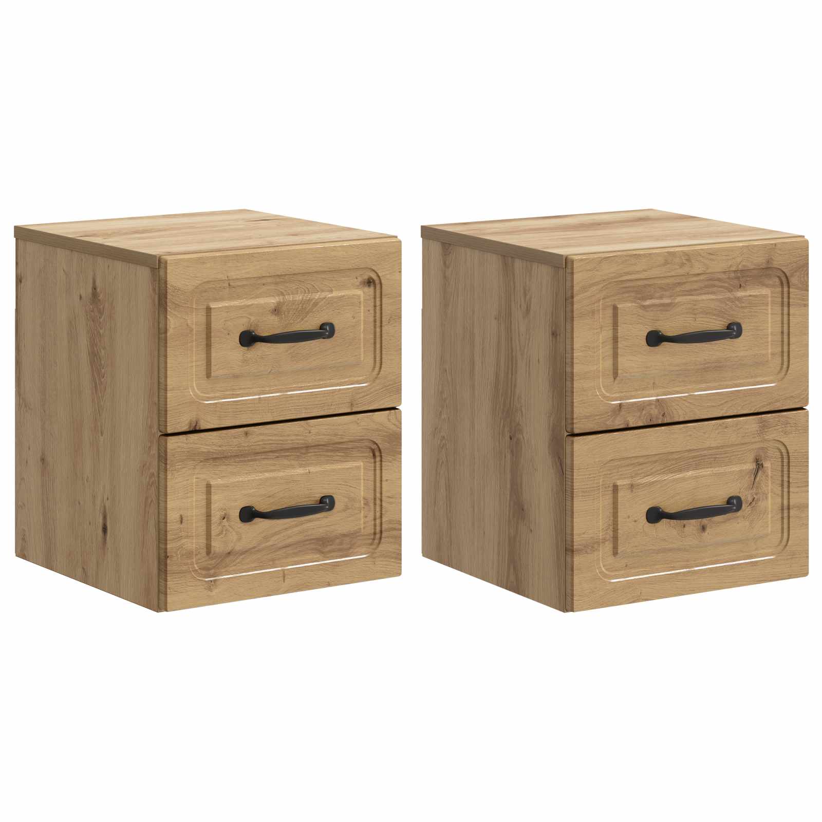 Noćni ormarić za montažu na zid s ladicama 2 pcs Hrast artisan