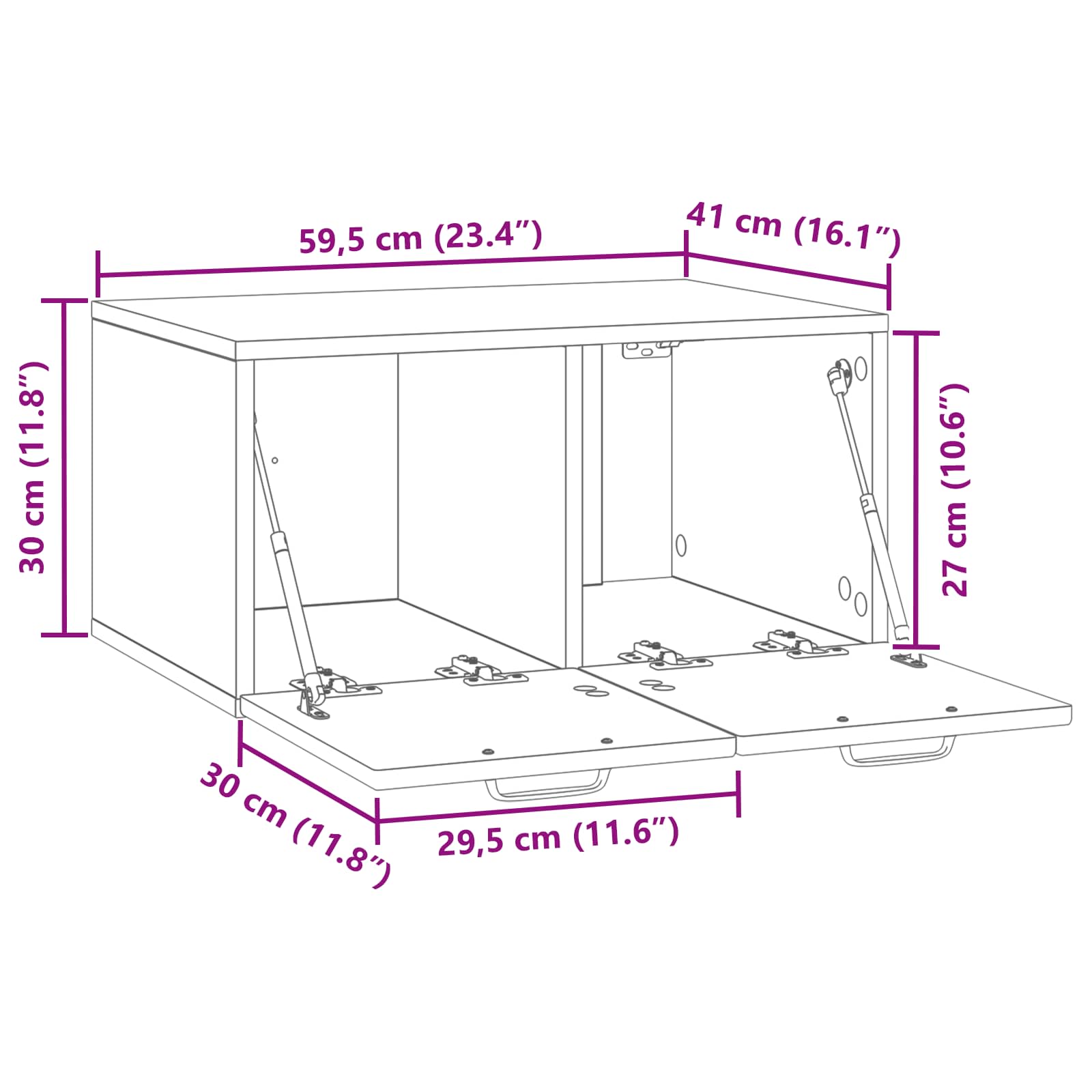 TV ormar za zid Zidne Dimljeni hrast 59,5 x 41 x 30 cm