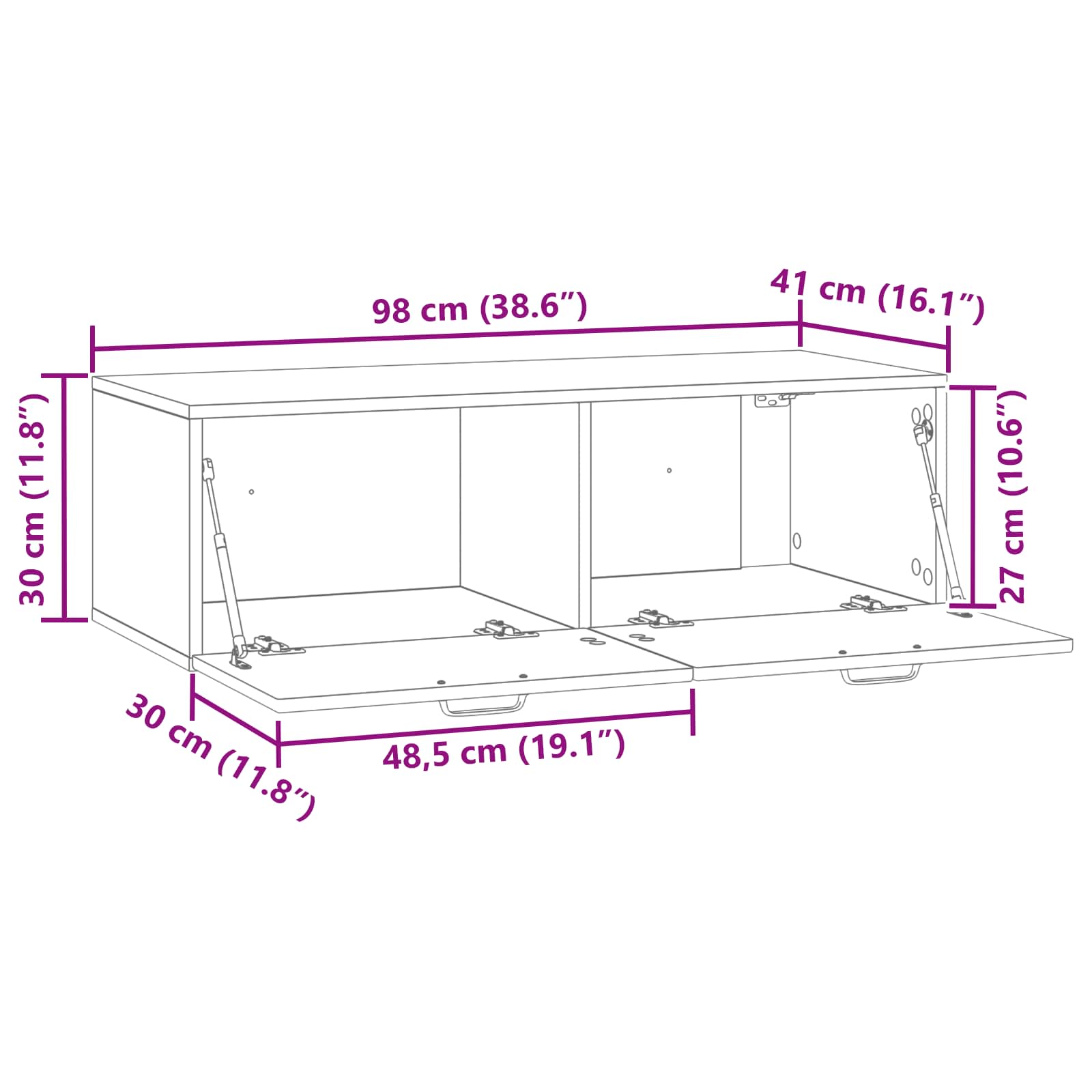 TV ormar za zid Zidne Crna 98 x 41 x 30 cm Konstruirano drvo