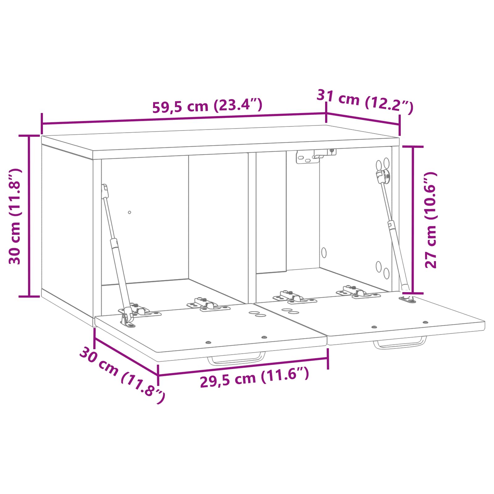 TV ormar za zid Staro drvo 59,5 x 31 x 30 cm Konstruirano drvo